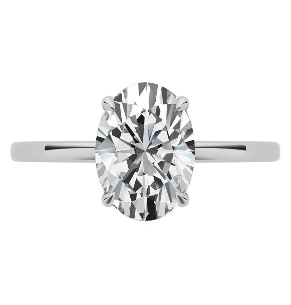 Oval Cut Hidden Halo Moissanite Engagement Ring