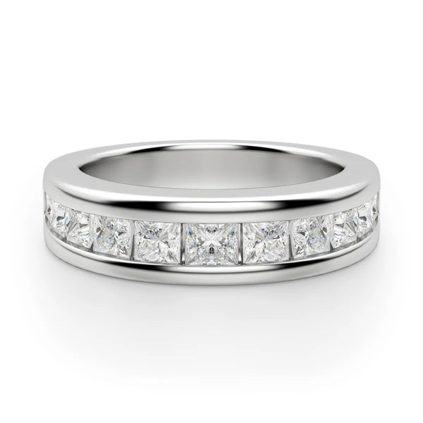 Princess Cut Channel Set Eternity Wedding Band