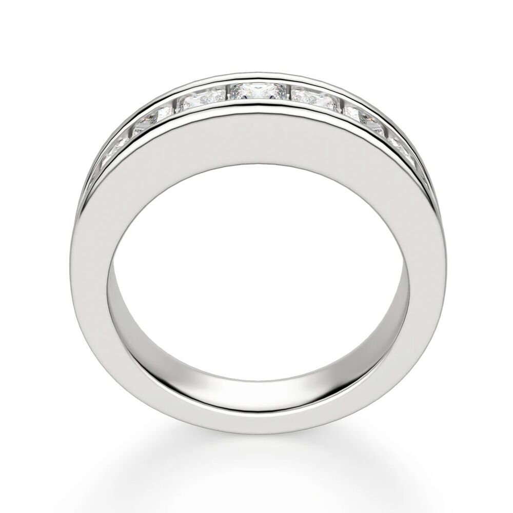 Princess Cut Channel Set Half Eternity Moissanite Wedding Band