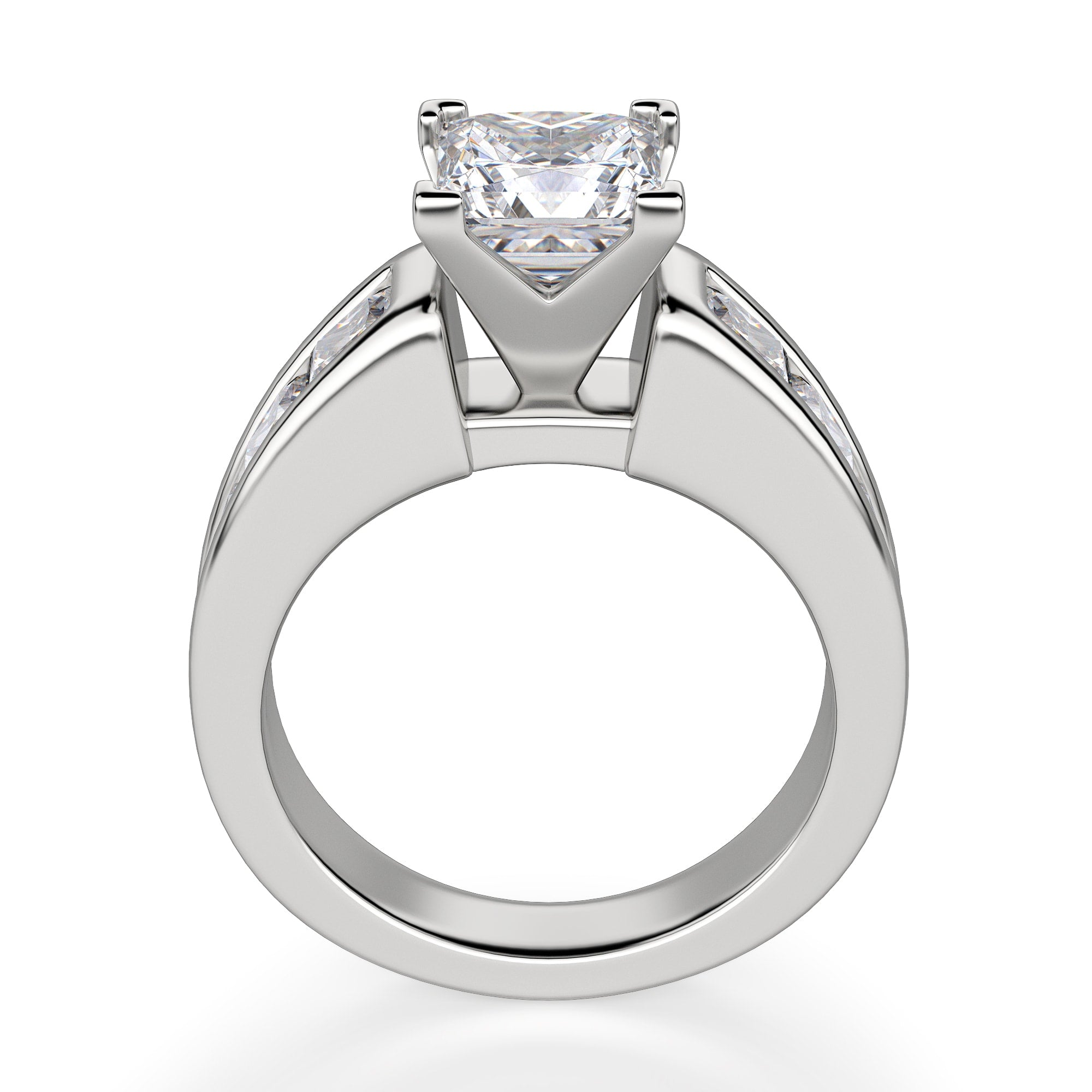 Princess Cut Pave Set Vintage Moissanite Diamond Ring
