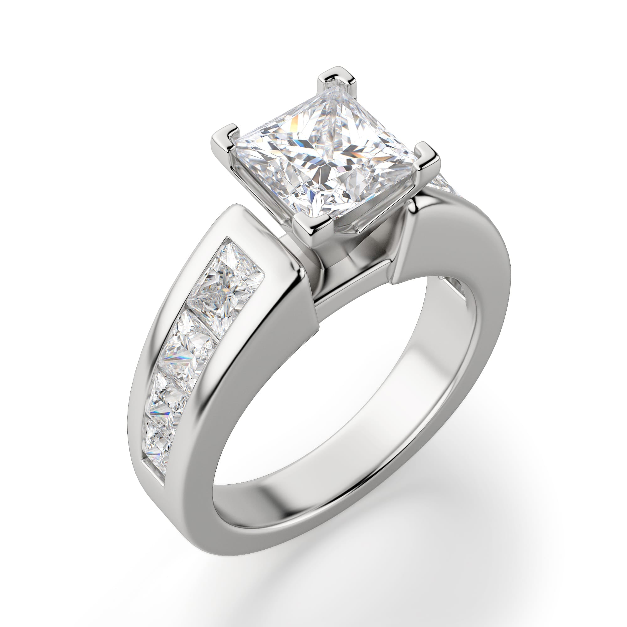 Princess Cut Pave Set Vintage Moissanite Diamond Ring