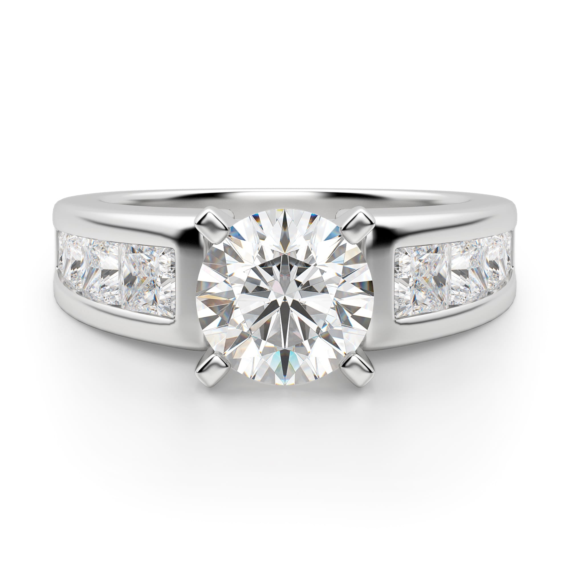 Round Cut Channel Set Moissanite Engagement Ring