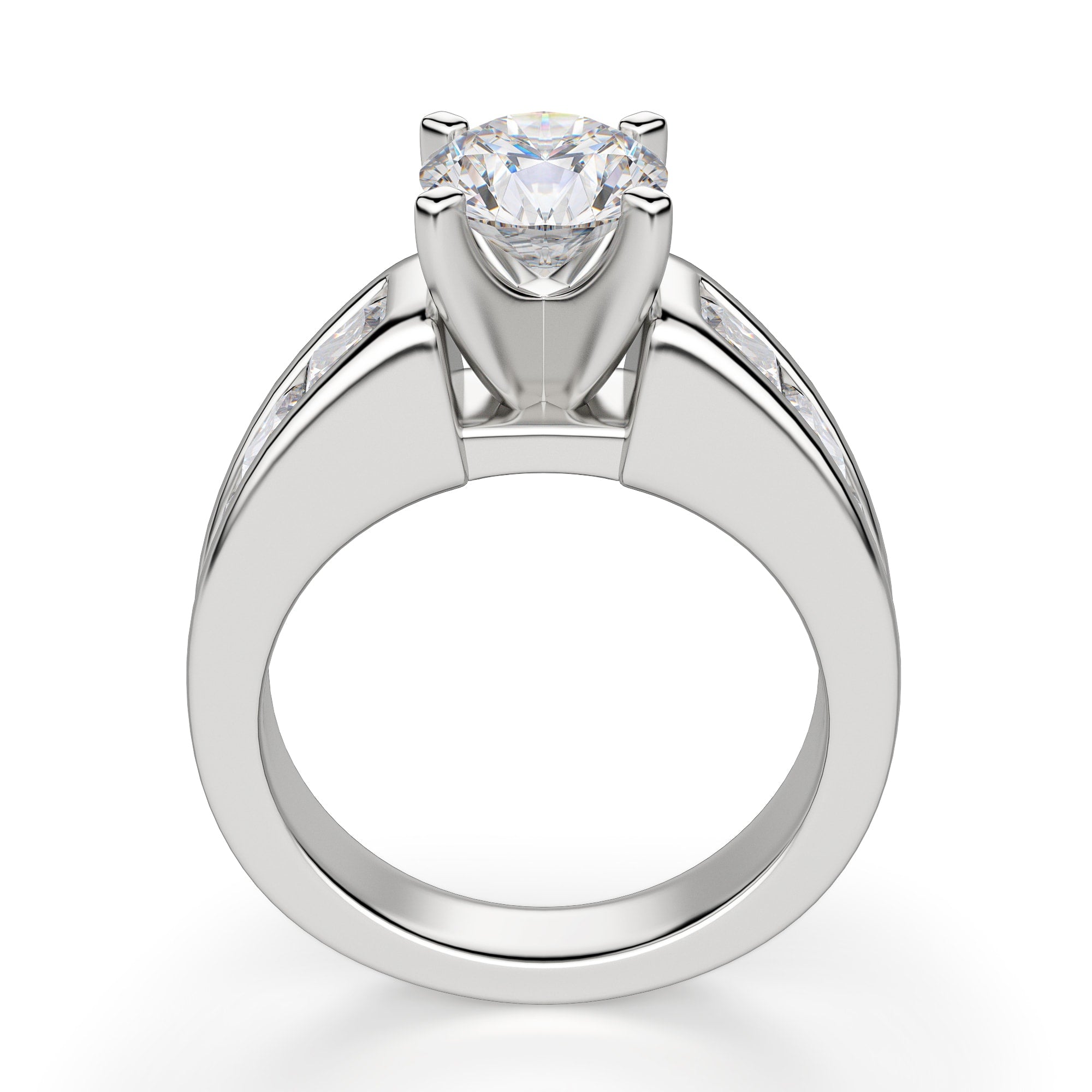 Round Cut Channel Set Moissanite Engagement Ring