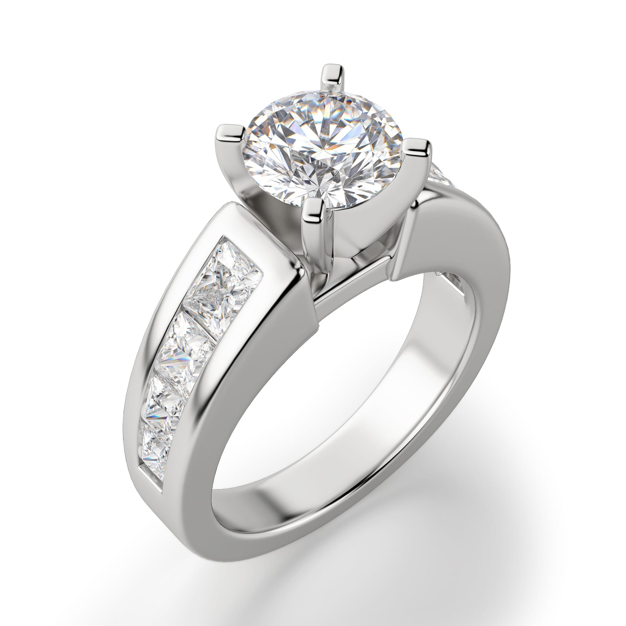 Round Cut Channel Set Moissanite Engagement Ring