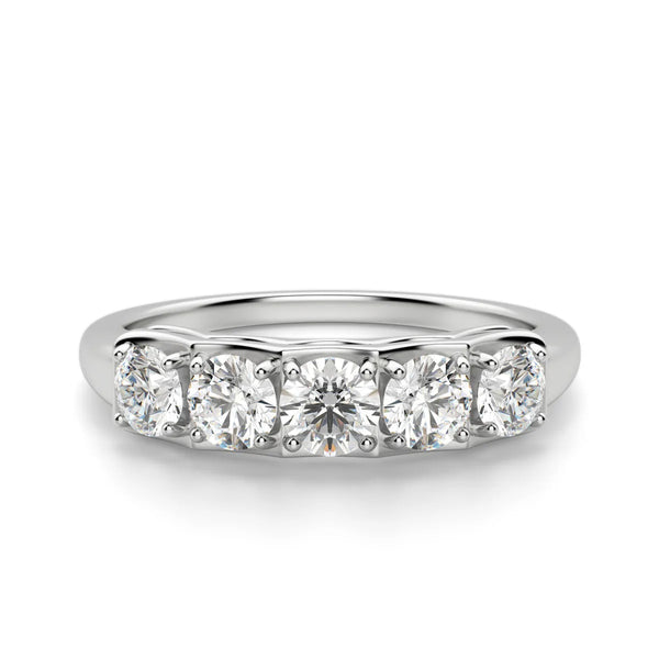 Round Cut Moissanite Five Stone Eternity Wedding Band For Her