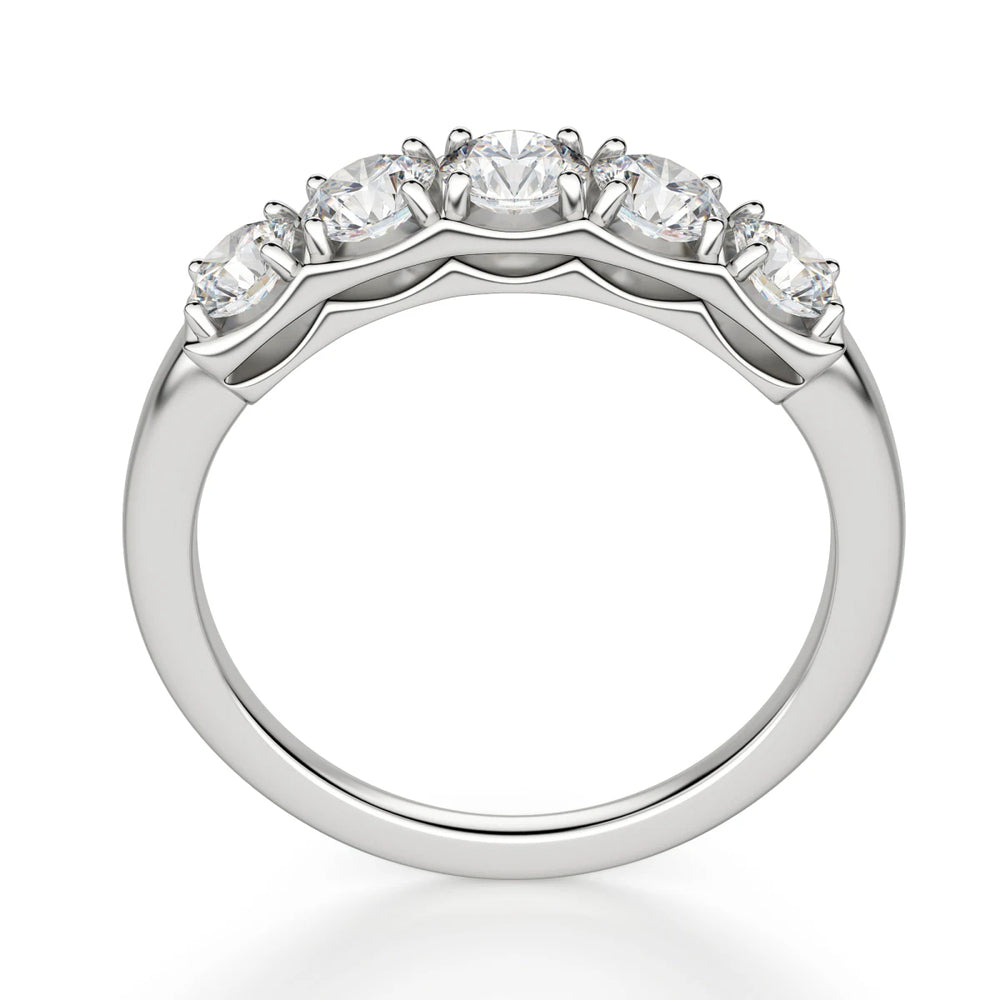 Round Cut Moissanite Five Stone Eternity Wedding Band For Her