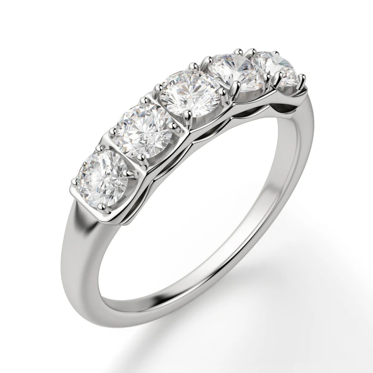 Round Cut Five Stone Wedding Band for Bridal