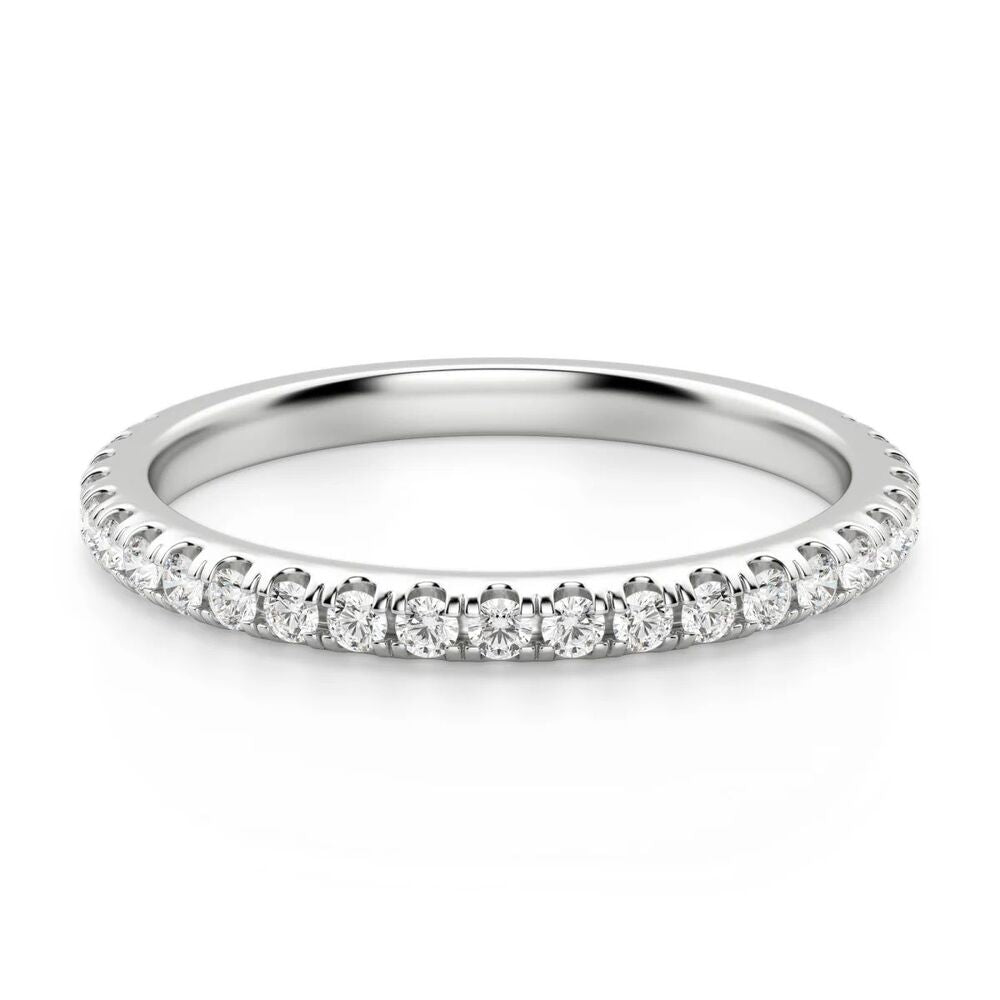 Round Cut Half Eternity Moissanite Promise Band For Women