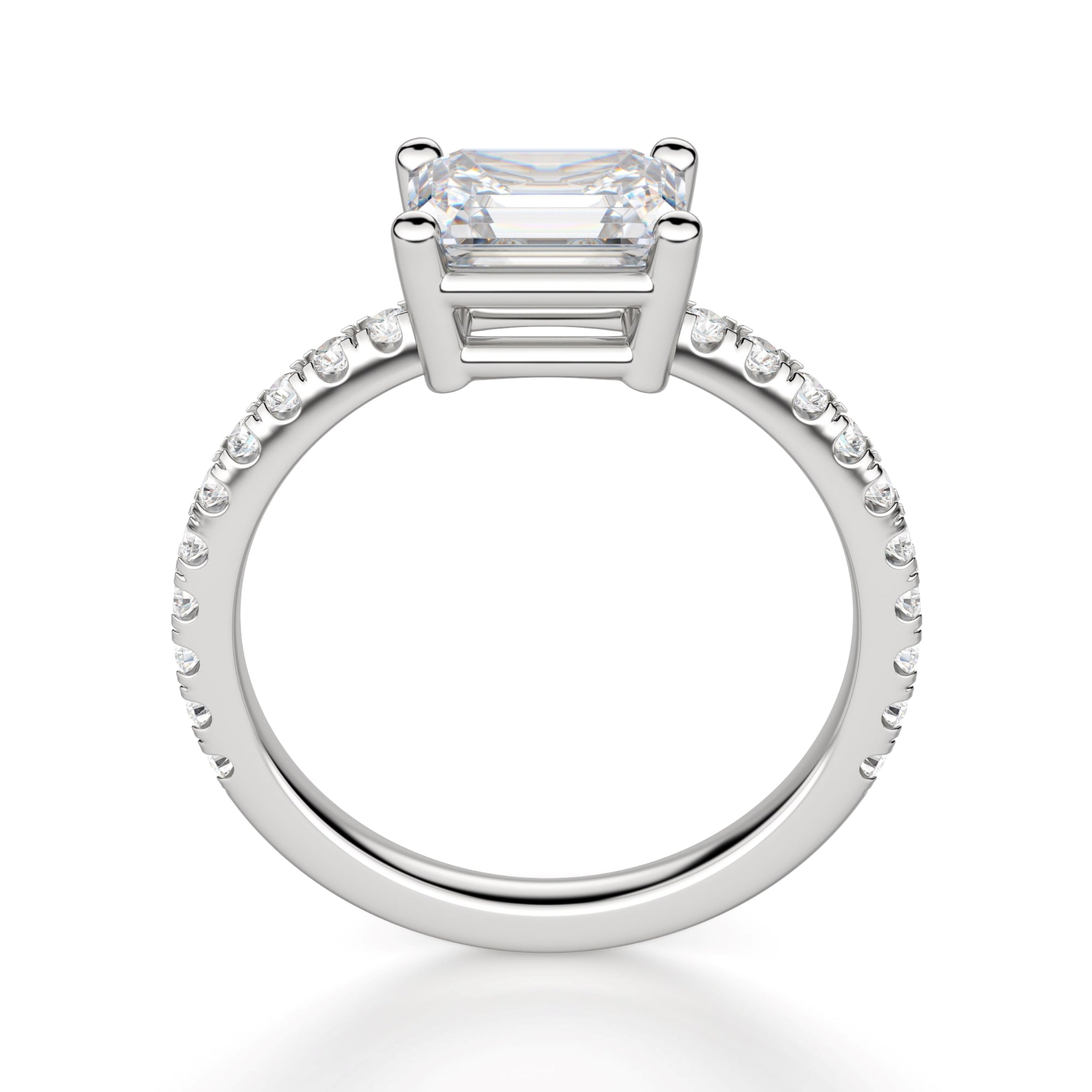 Basket Set Solitaire Emerald Cut Engagement Ring