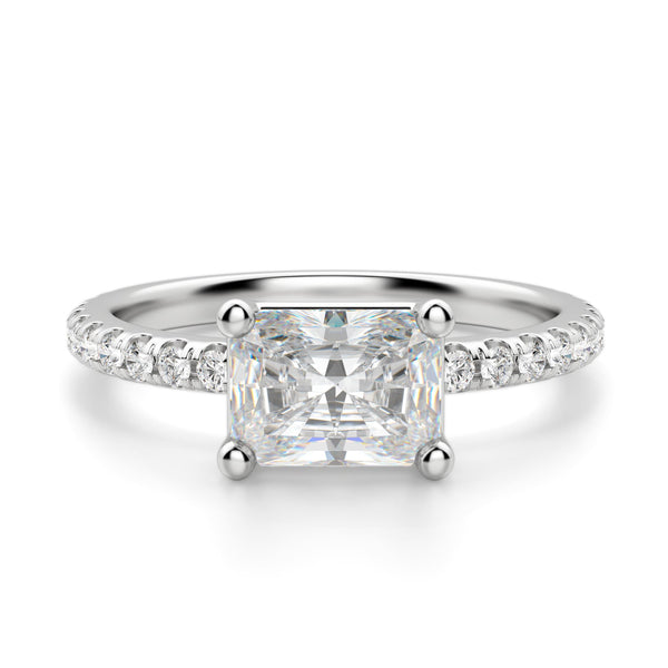 Radiant Cut East to West Moissanite Engagement Ring