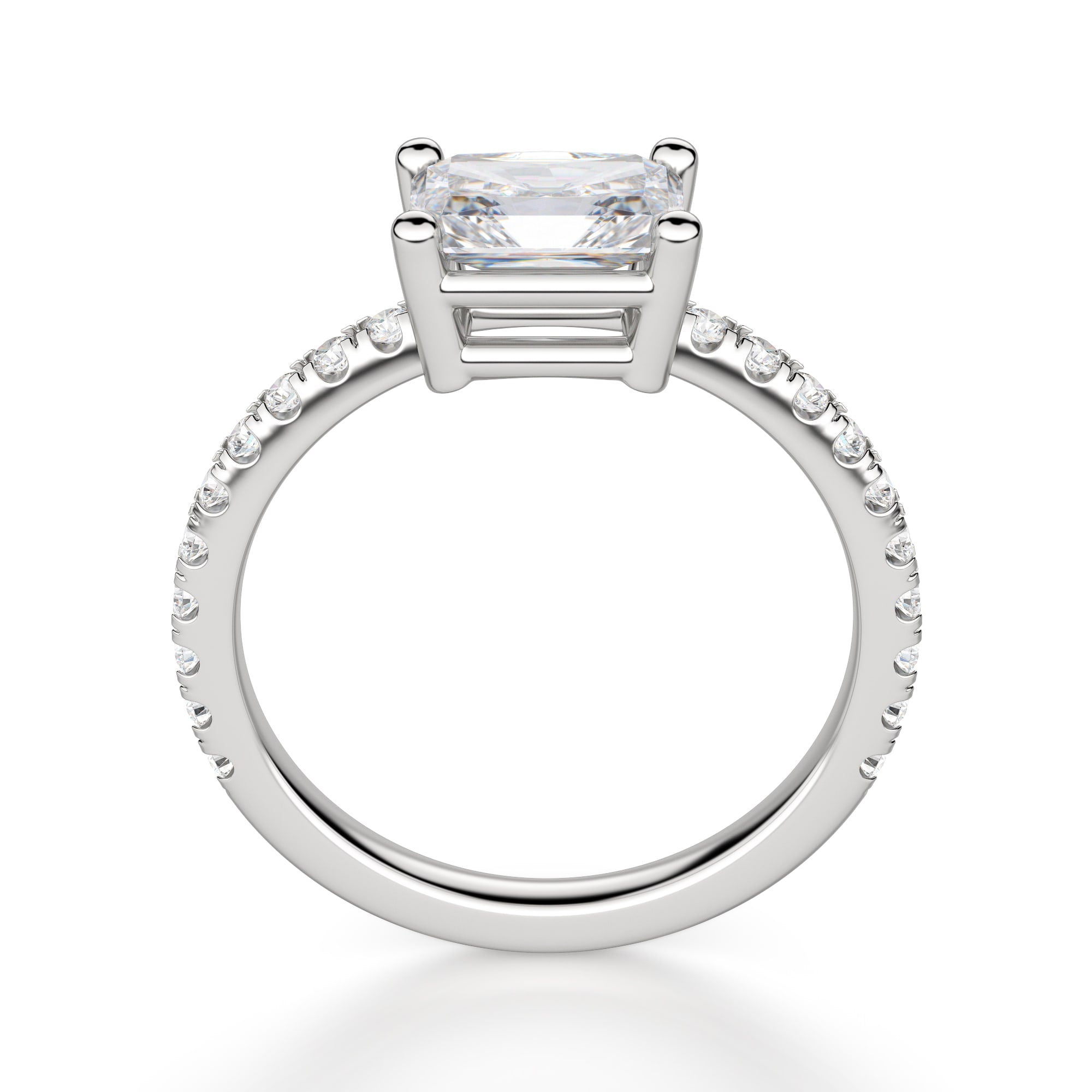 Radiant Cut East to West Moissanite Engagement Ring