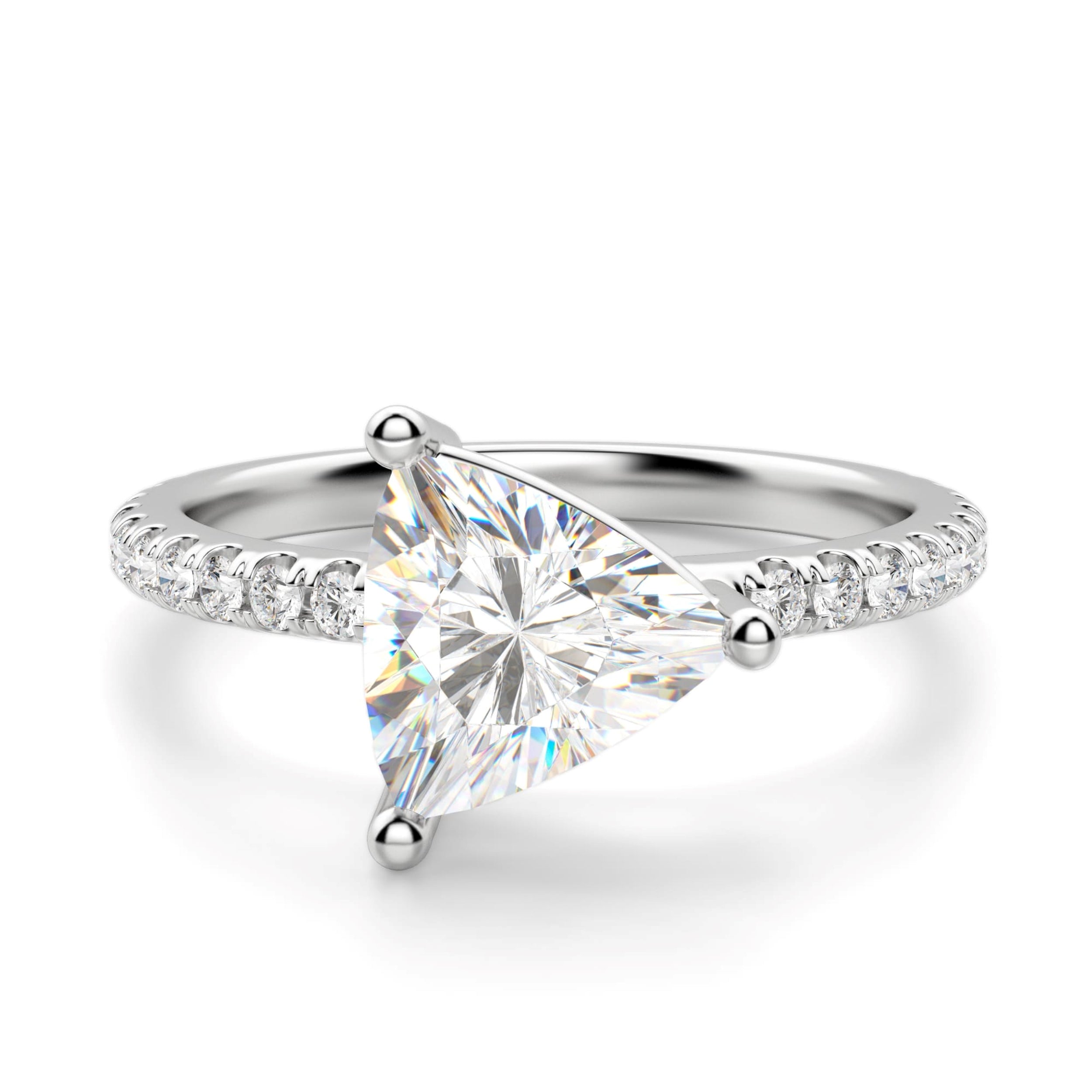 Basket Set Trillion Cut Moissanite Engagement Ring