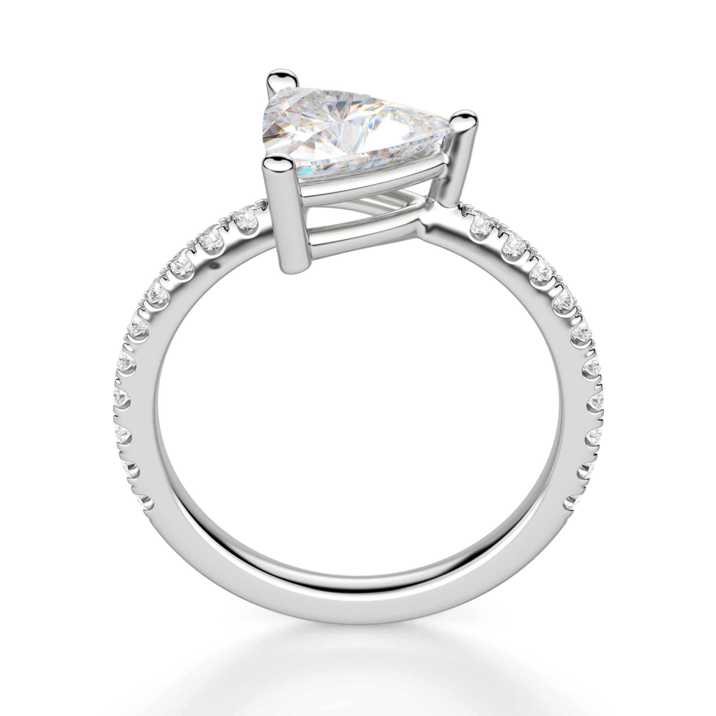 Basket Set Trillion Cut Moissanite Engagement Ring