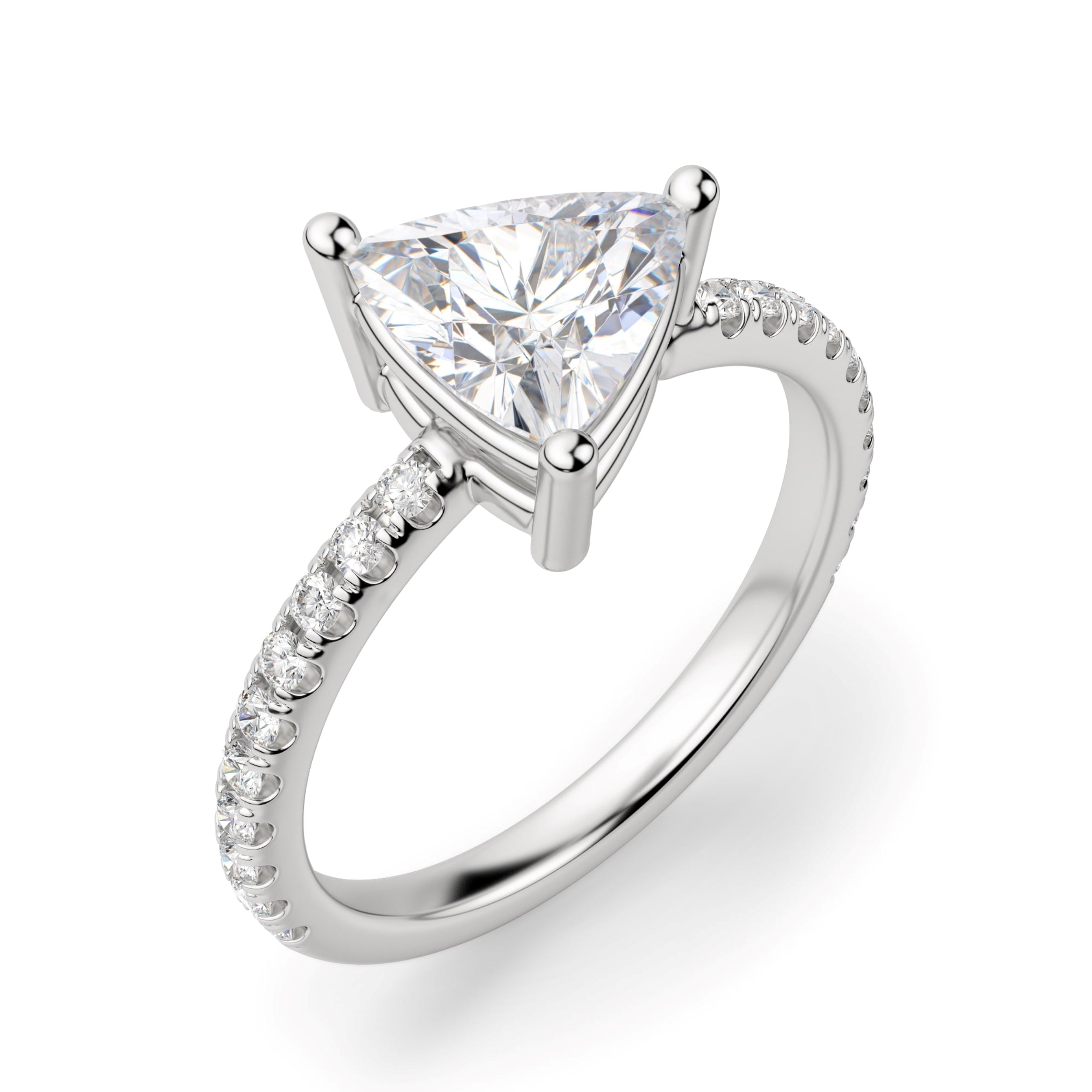 Basket Set Trillion Cut Moissanite Engagement Ring