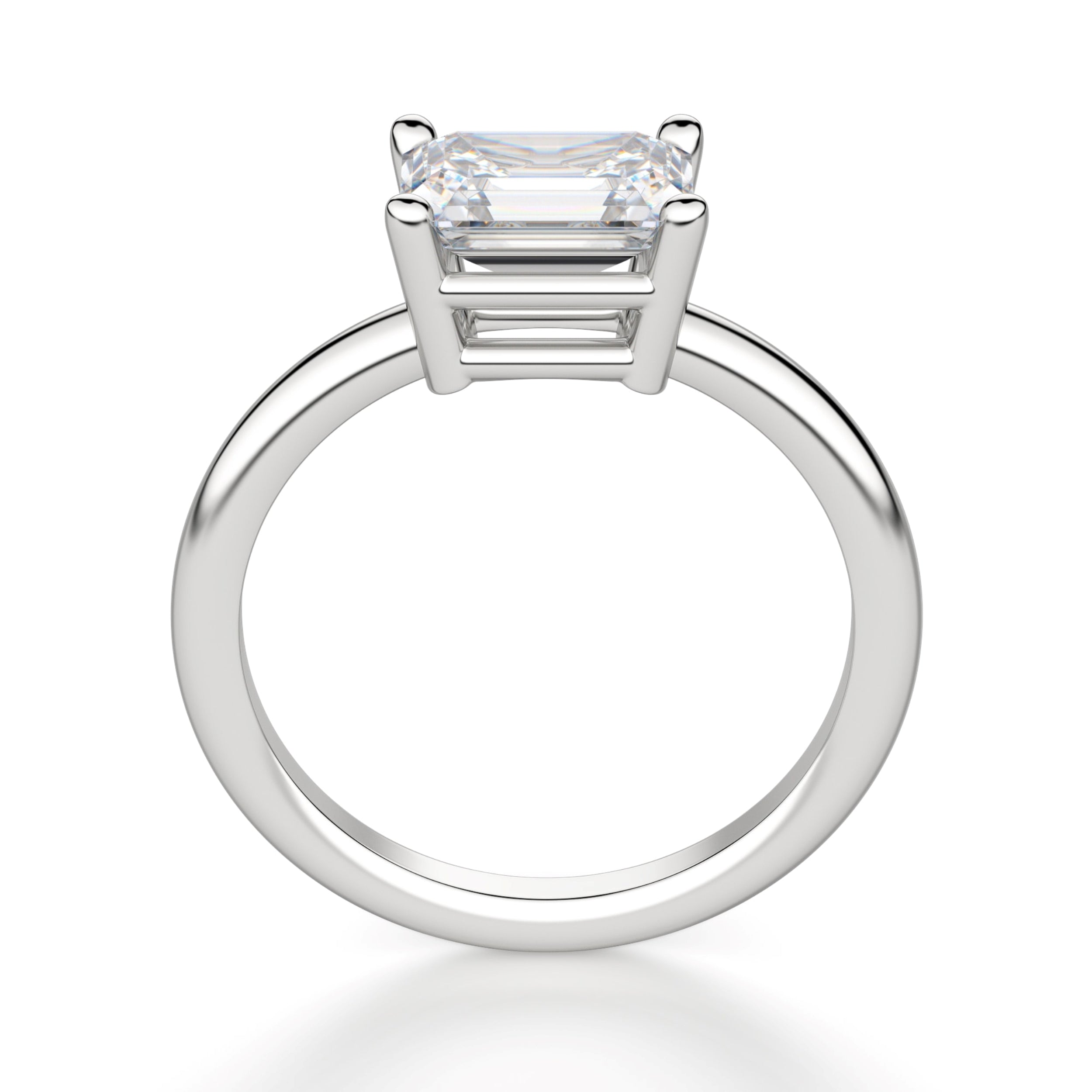 East to West Elegant Basket Emerald Cut Engagement Ring