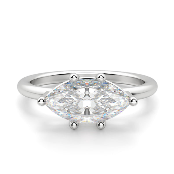 Basket Set Marquise Cut East to West Solitaire Engagement Ring