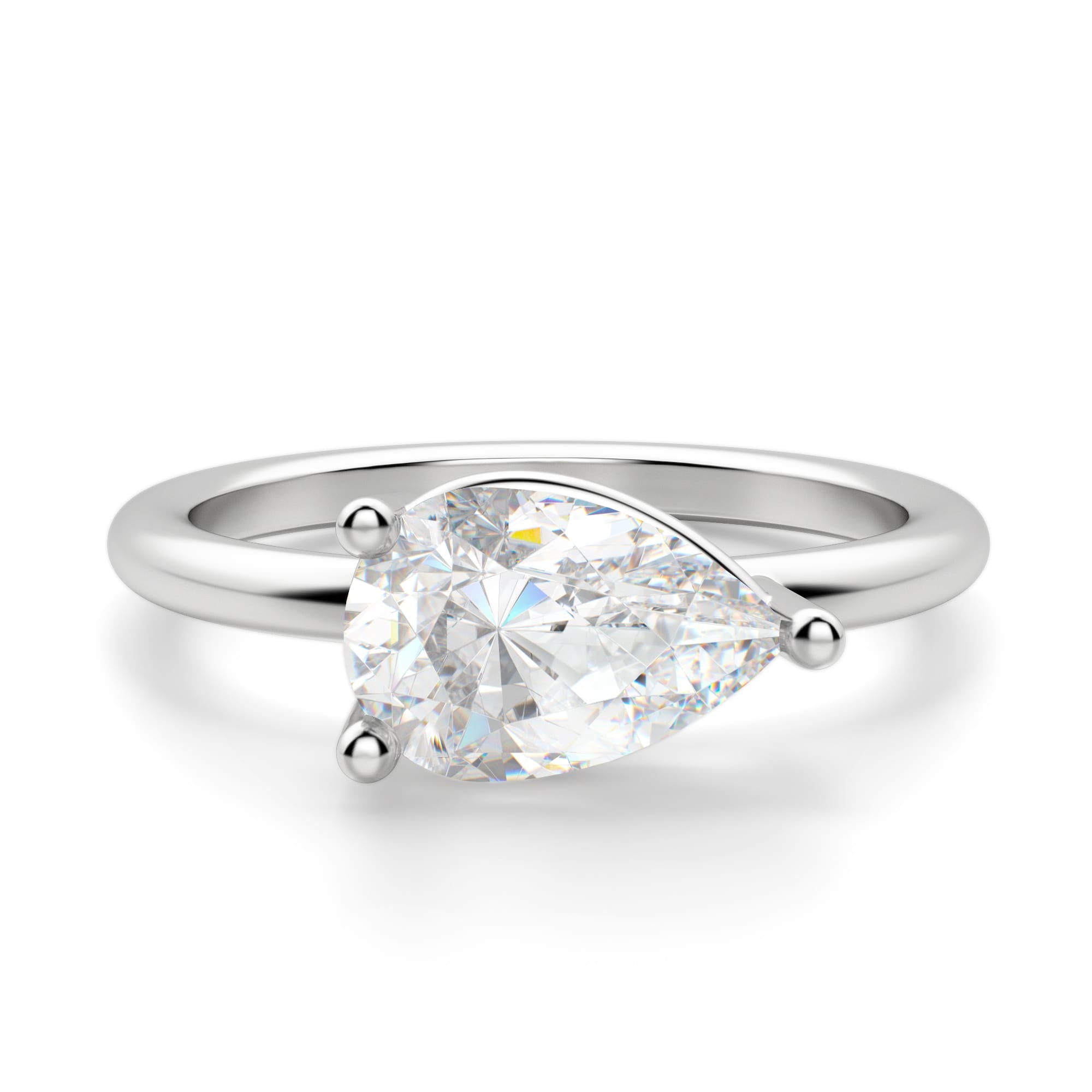 East to West Basket Set Pear Cut Solitaire Ring