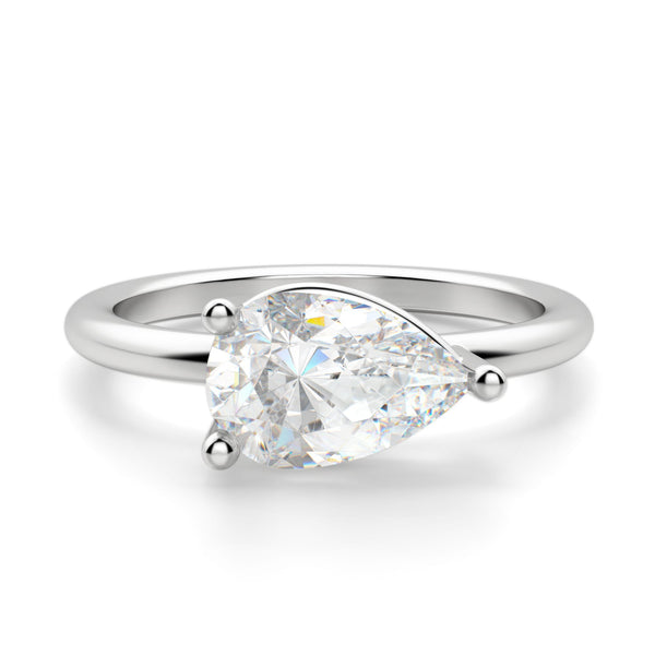 East to West Pear Cut Solitaire Engagement Ring