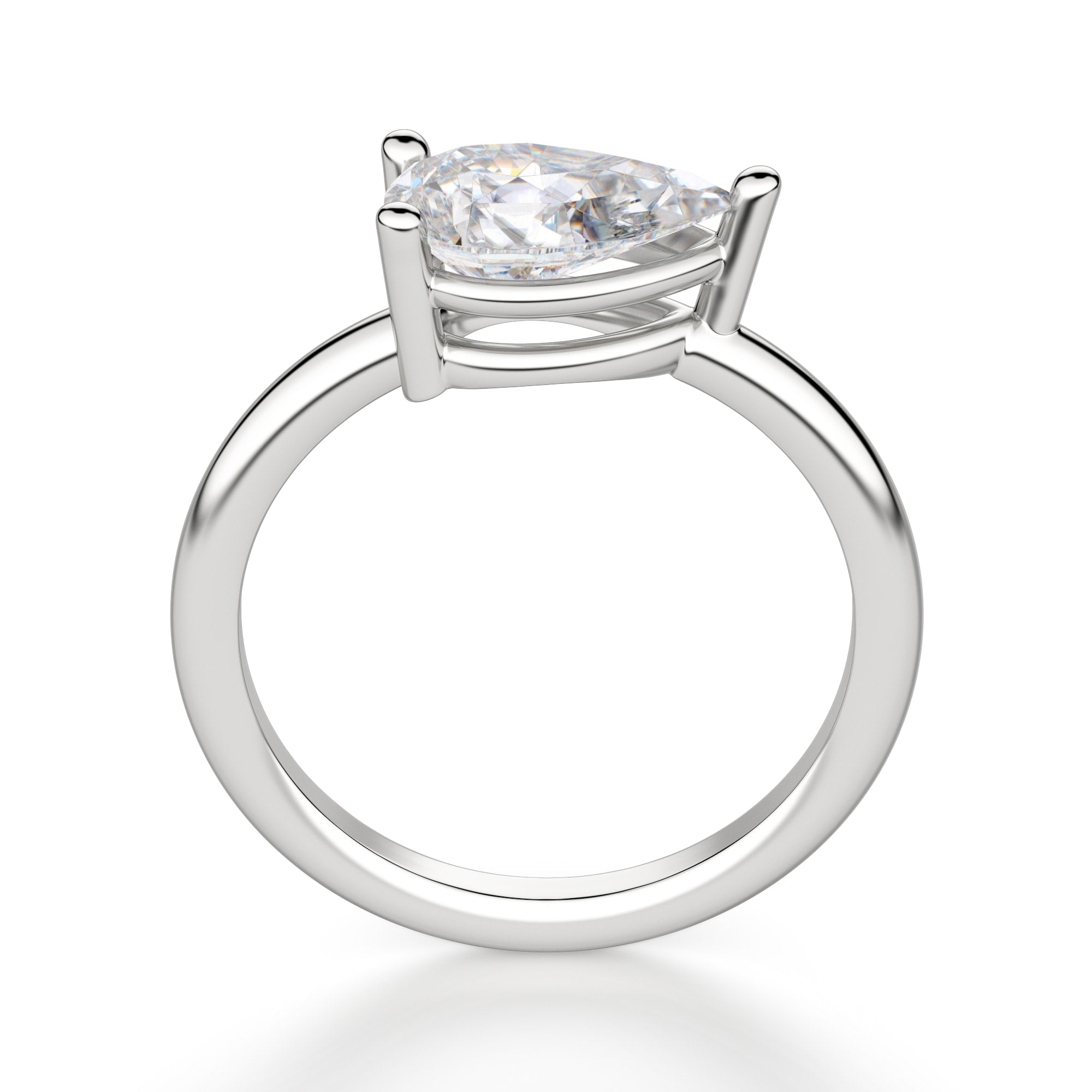 East to West Basket Set Pear Cut Solitaire Ring