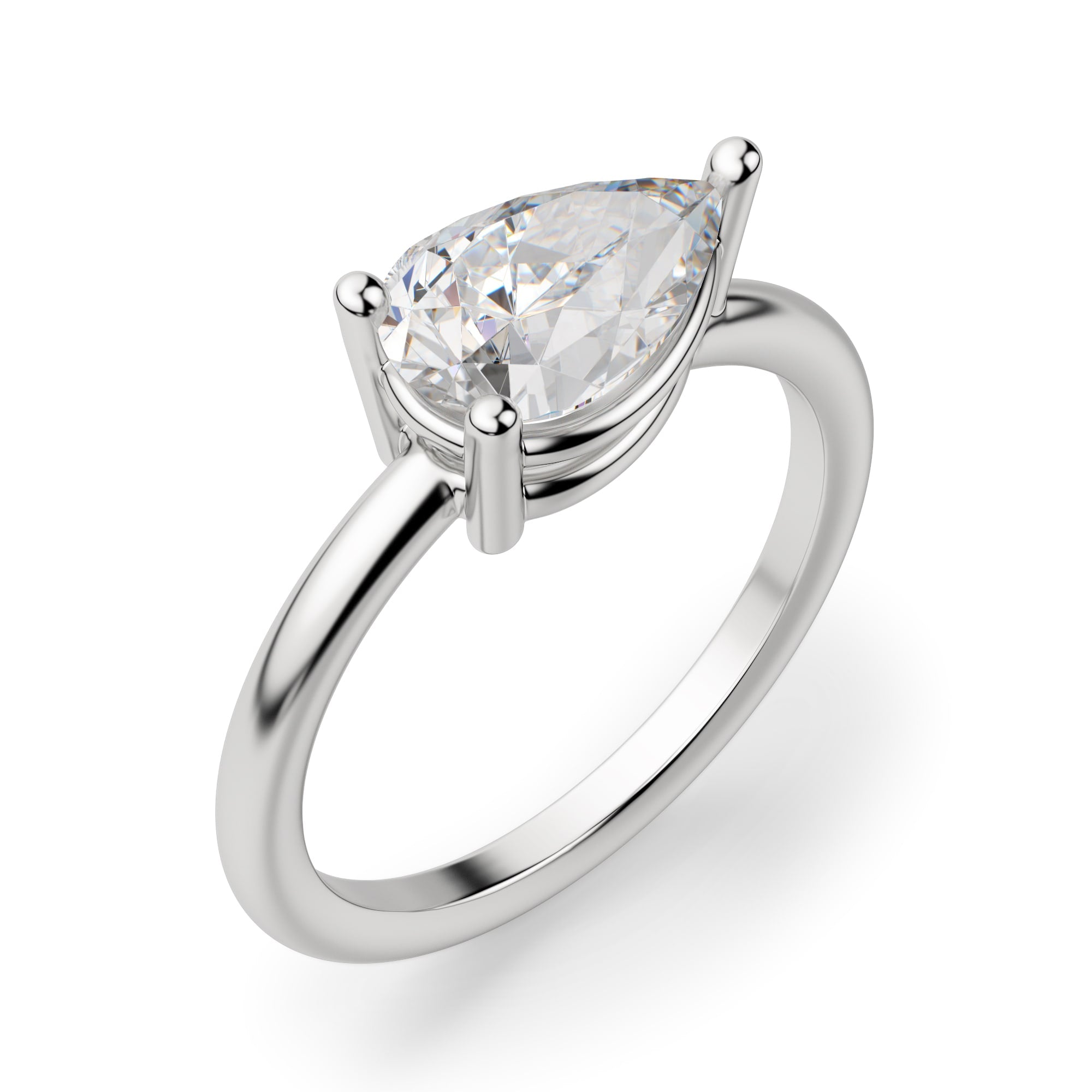 East to West Basket Set Pear Cut Solitaire Ring