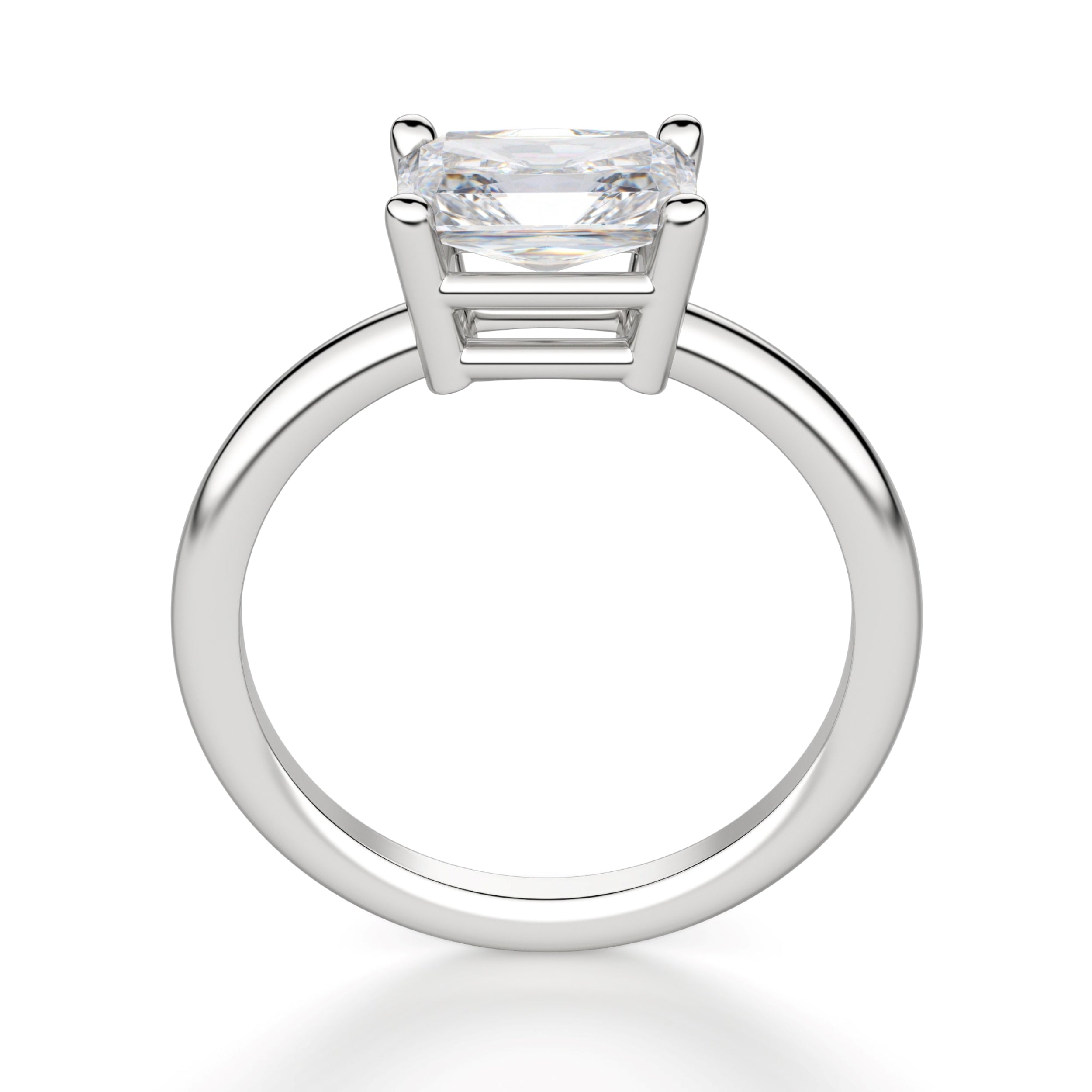 East to West Basket Set Radiant Cut Solitaire Ring