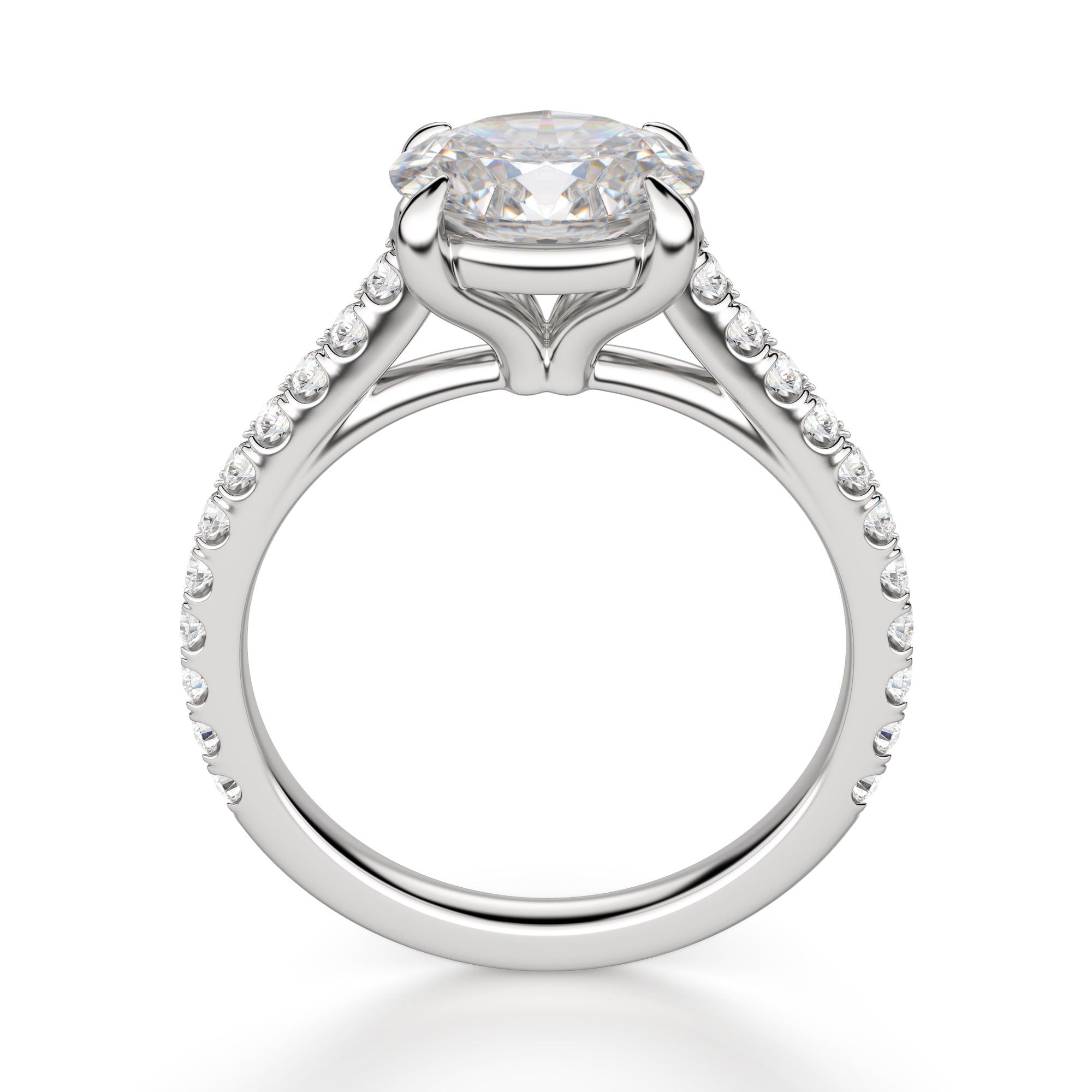 Oval Cut East to West Moissanite Engagement Ring