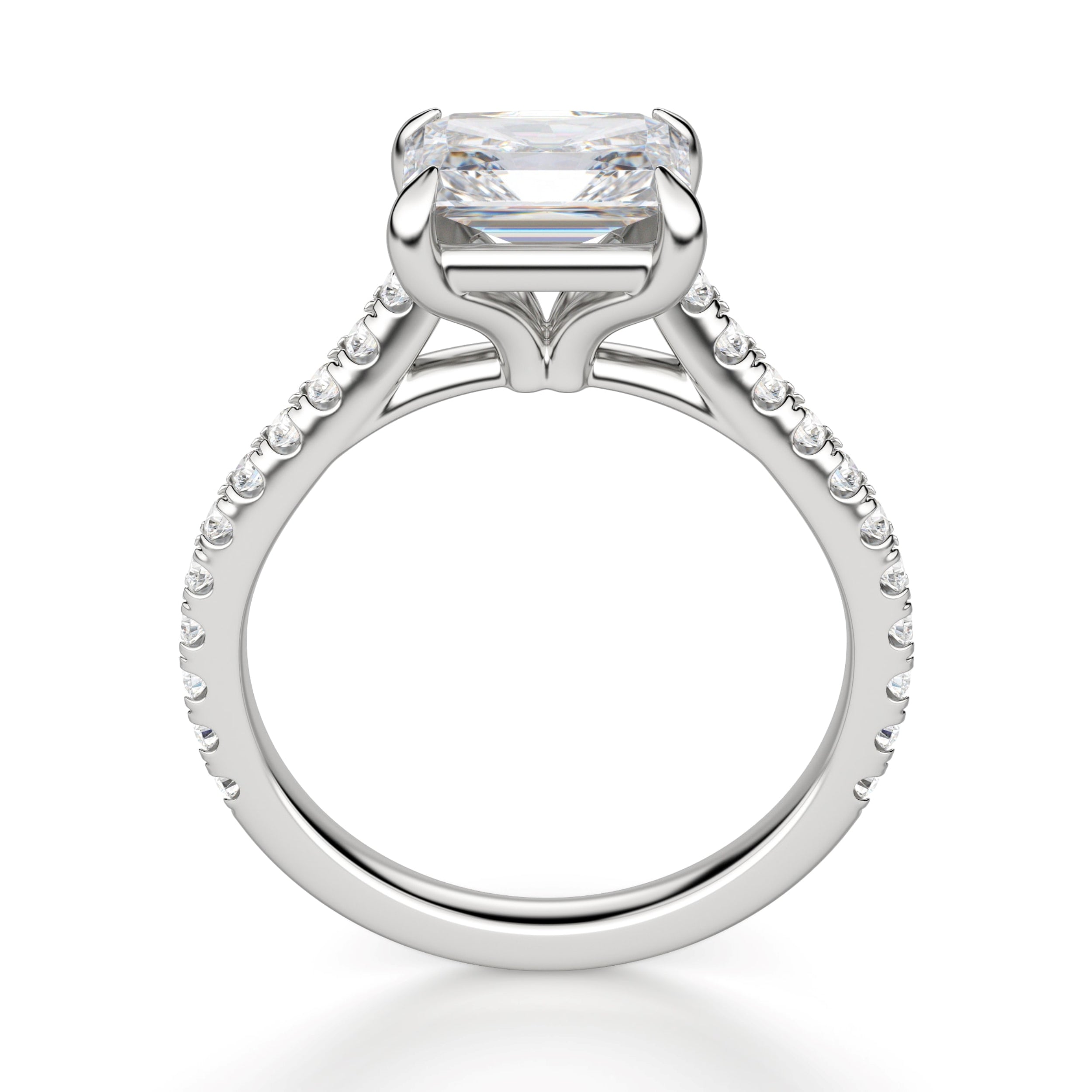 Radiant Cut Pave Set Moissanite Engagement Ring