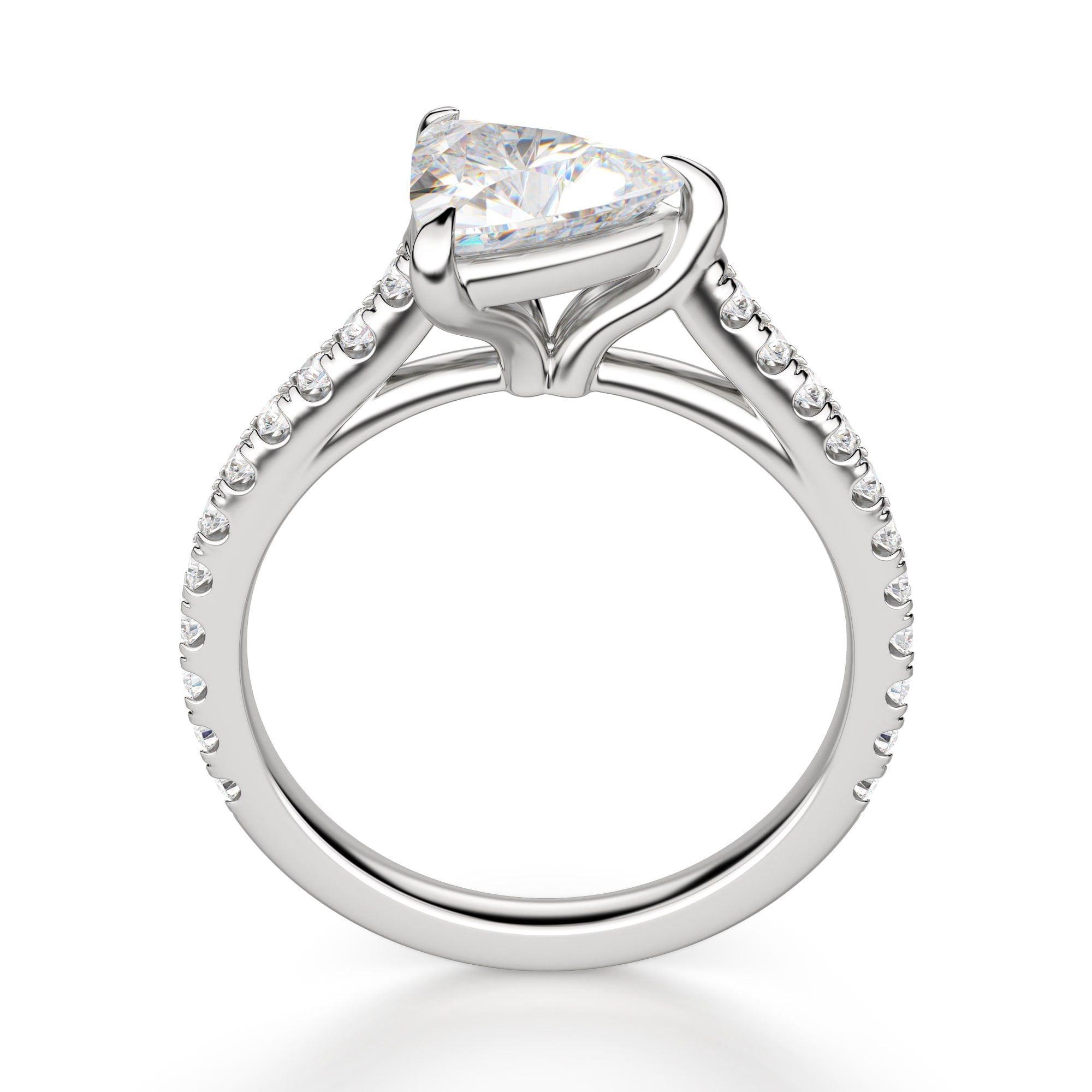 Trillion Cut Pave Set Moissanite Engagement Ring