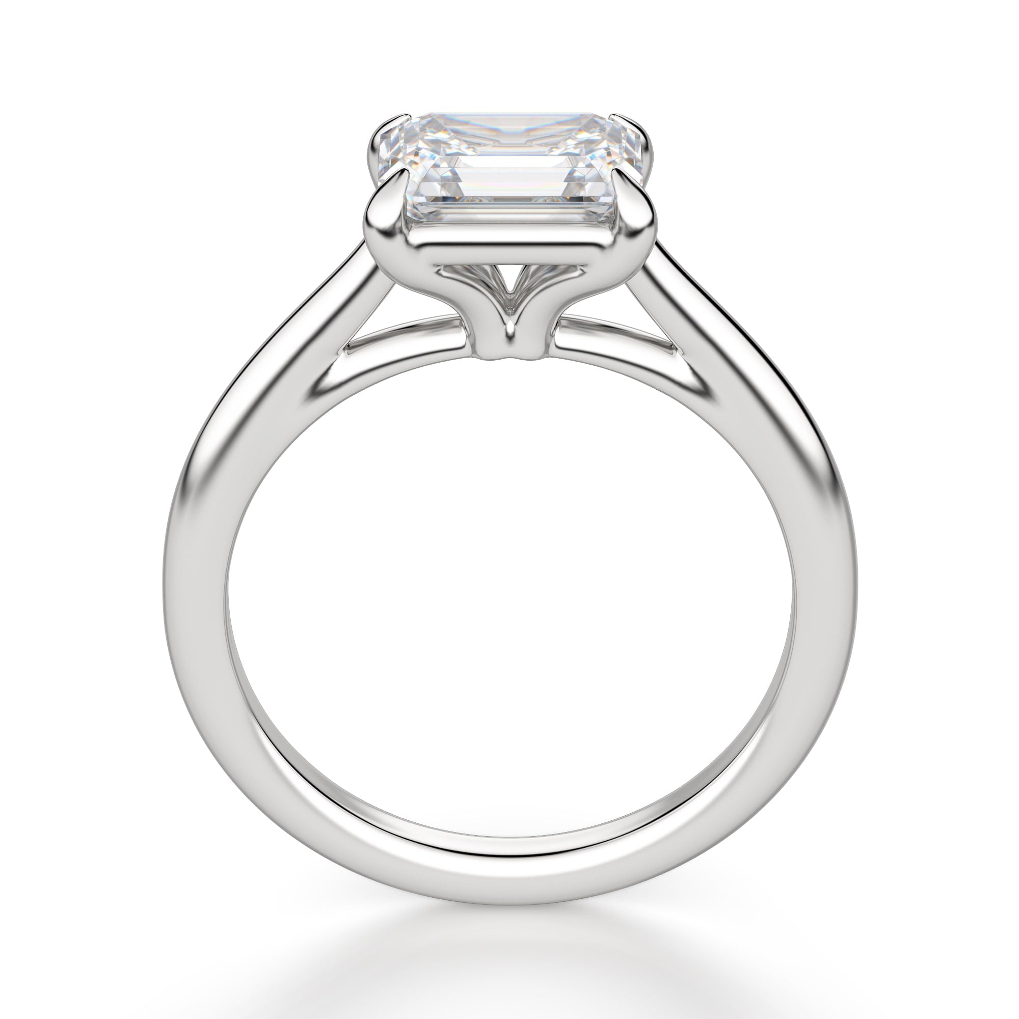 Moissanite Emerald Cut East to West Solitaire Engagement Ring