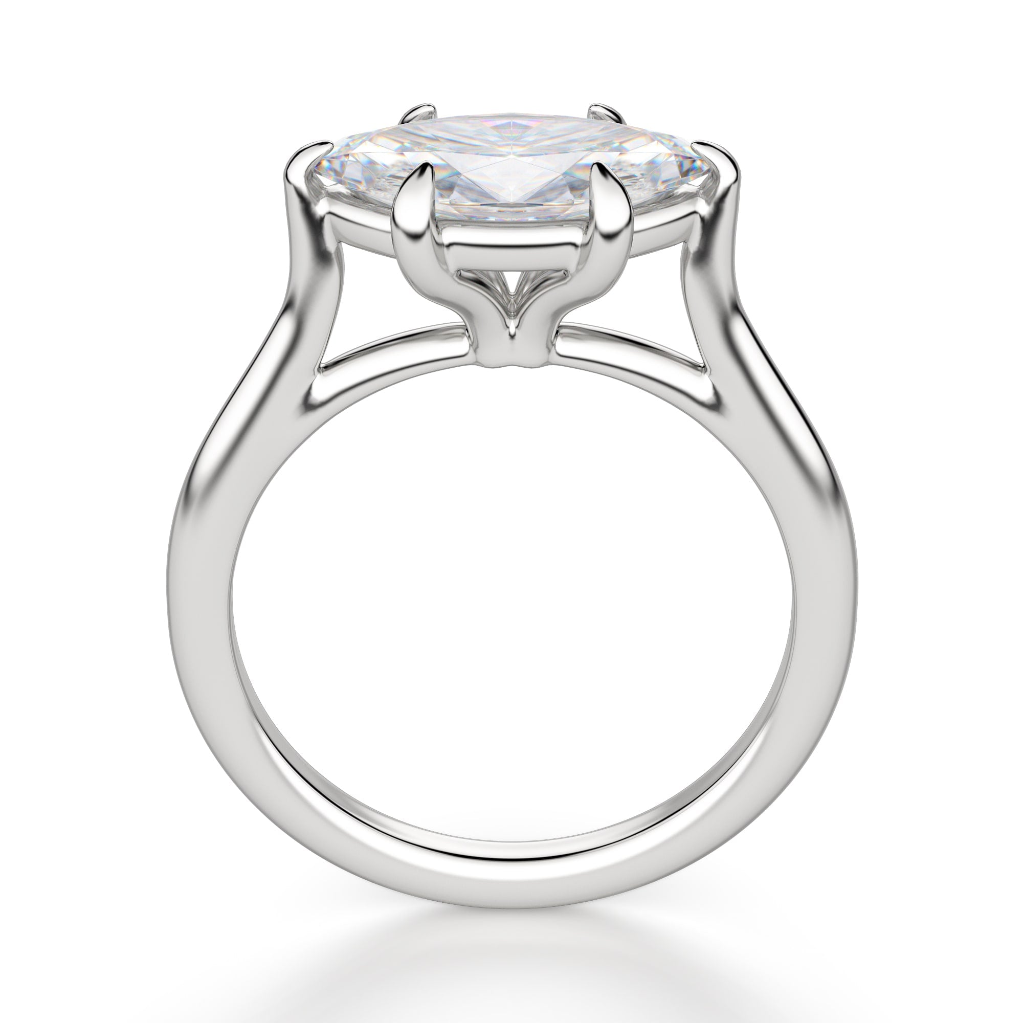 Marquise Cut East to West Moissanite Solitaire Engagement Ring