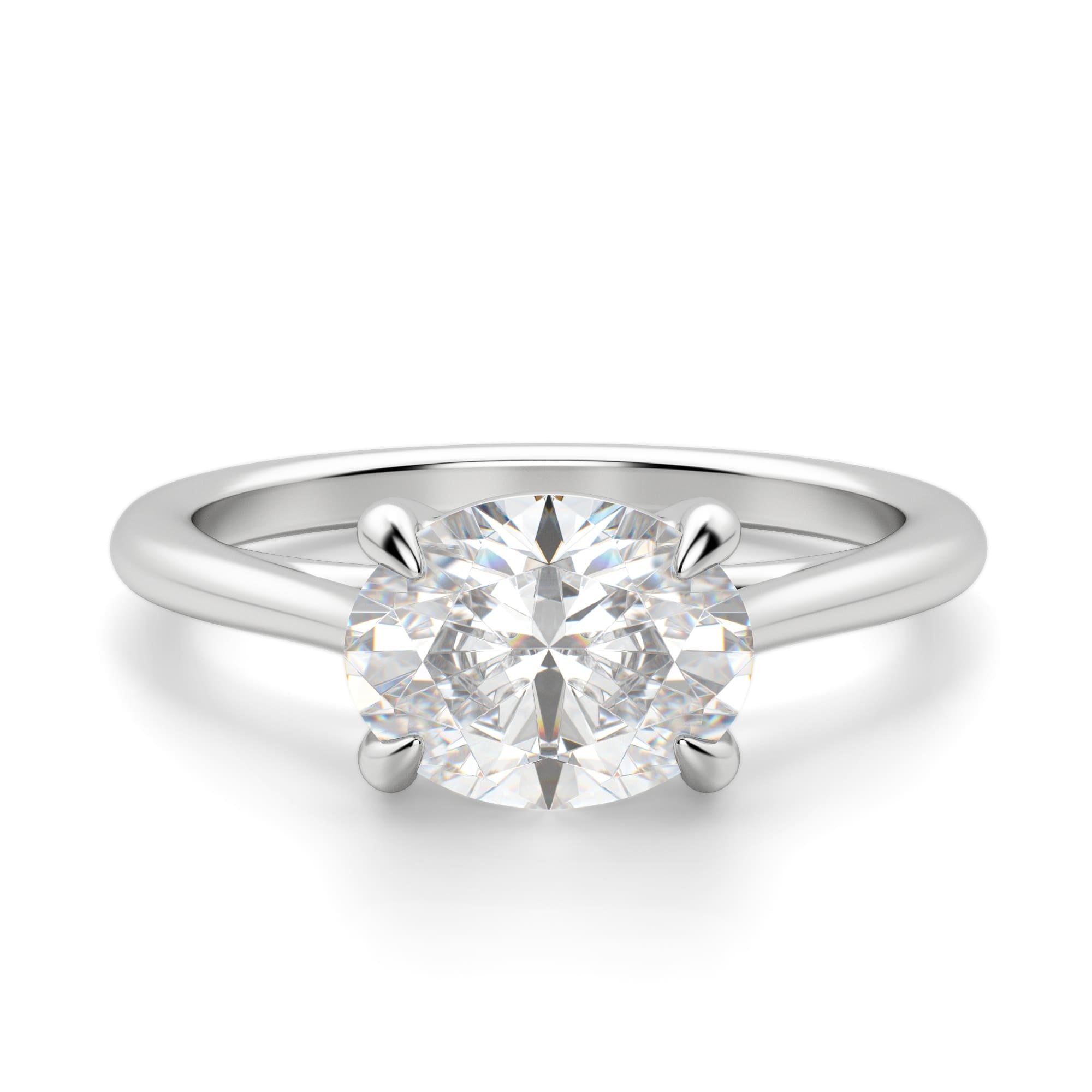 East to West Oval Cut Solitaire Engagement Rings