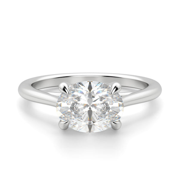 Oval Cut East to West Moissanite Solitaire Ring