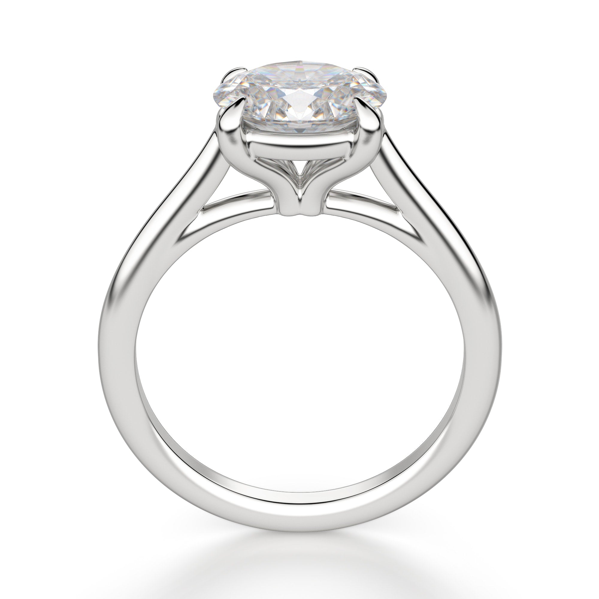 Oval Cut East to West Moissanite Solitaire Ring
