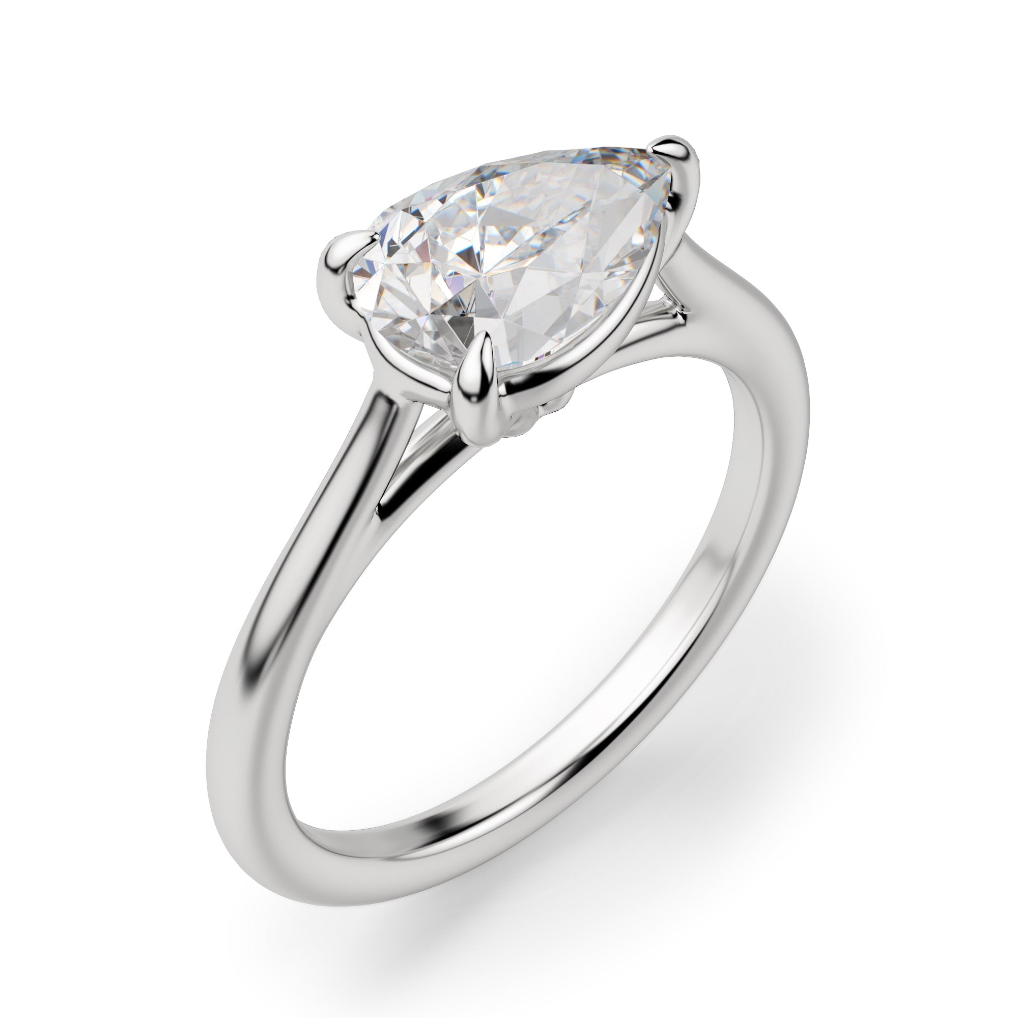 Pear Cut Solitaire Engagement Rings