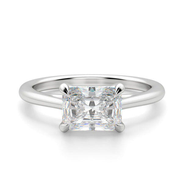 Moissanite Radiant Cut East to West Solitaire Engagement Ring