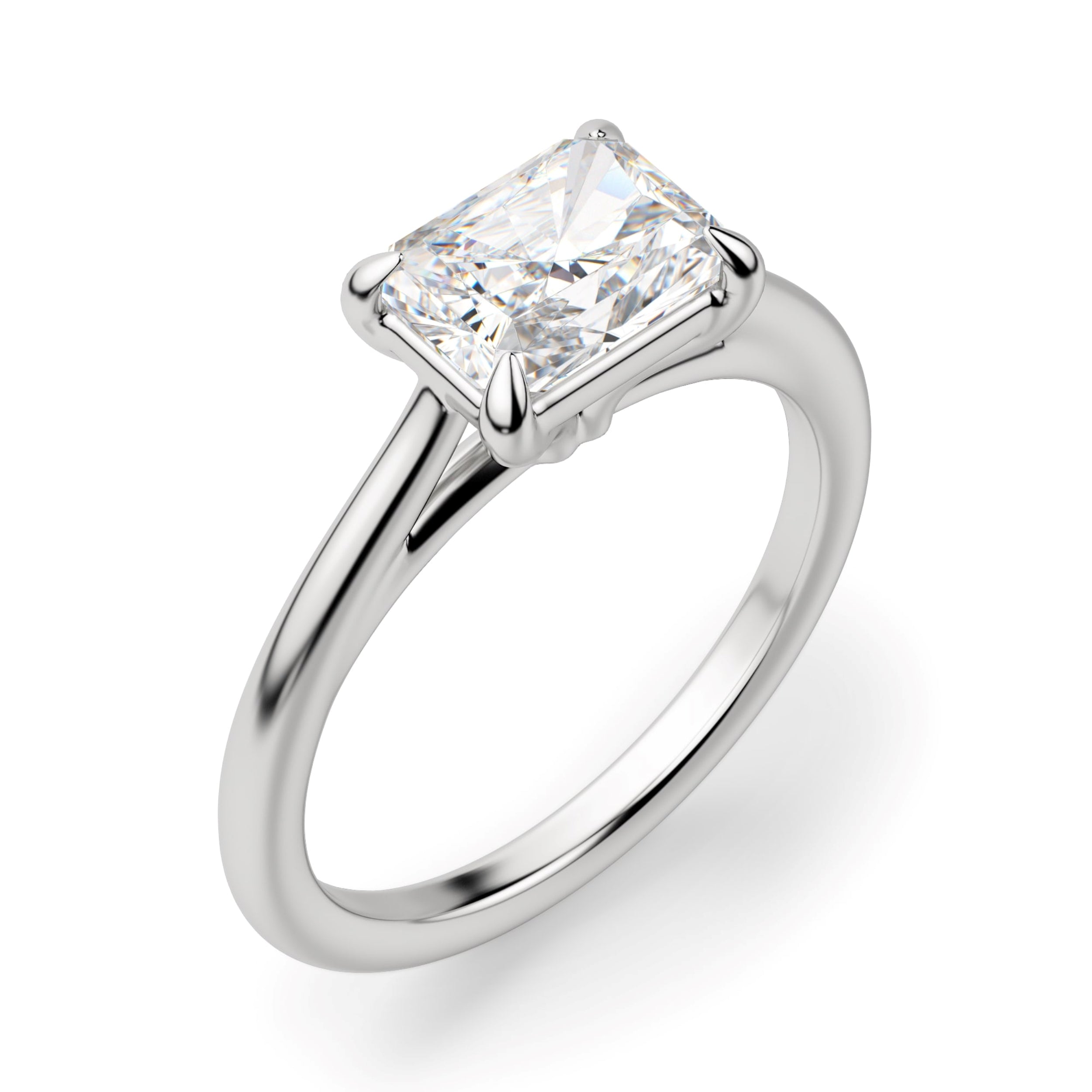 East to West Solitaire Trellis Radiant Cut Engagement Ring