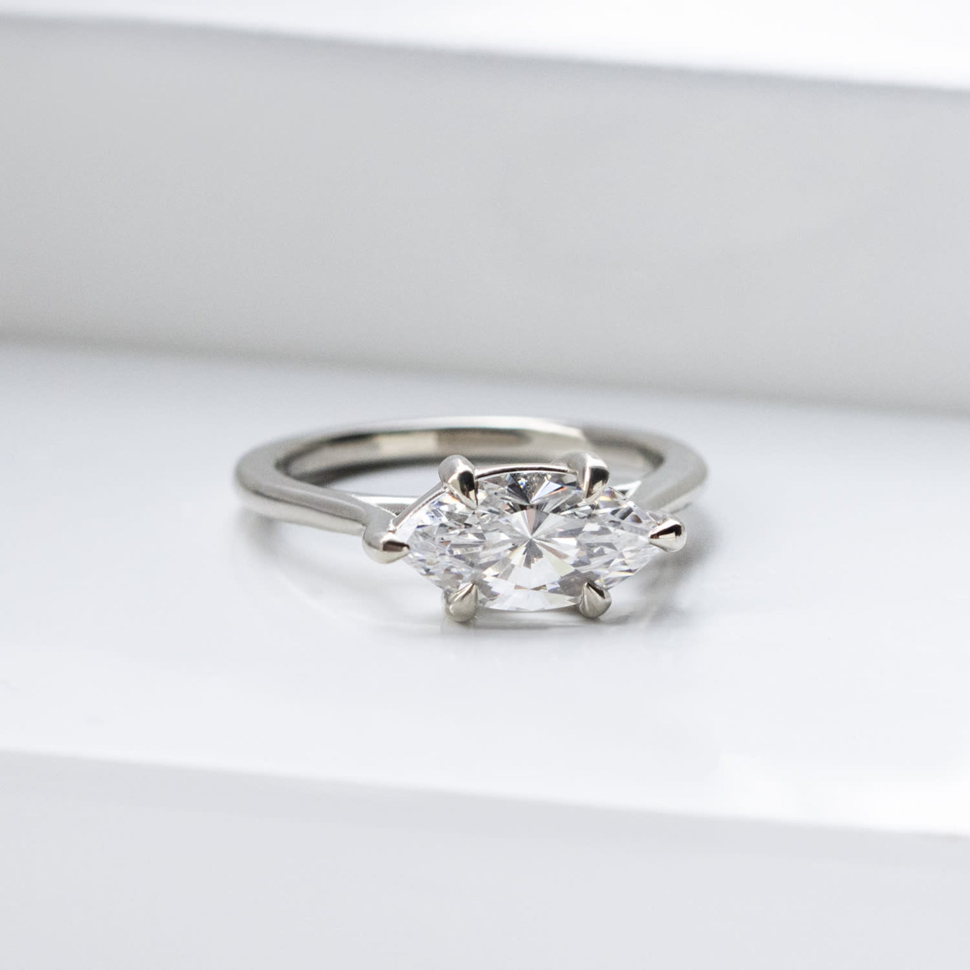 Marquise Cut East to West Solitaire Engagement Ring