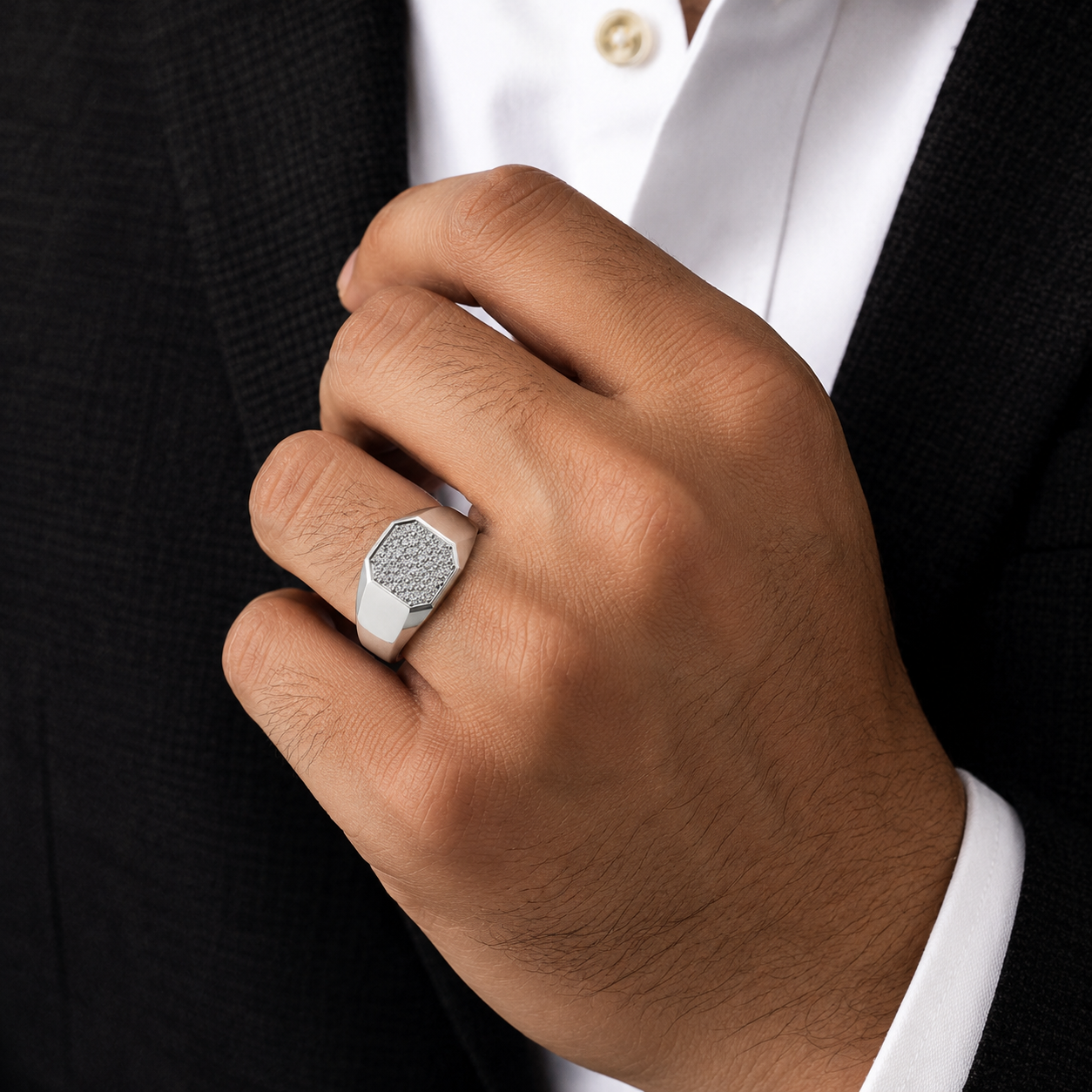 Round Cut Micro Pave Set Lab Grown Diamond Promise Ring