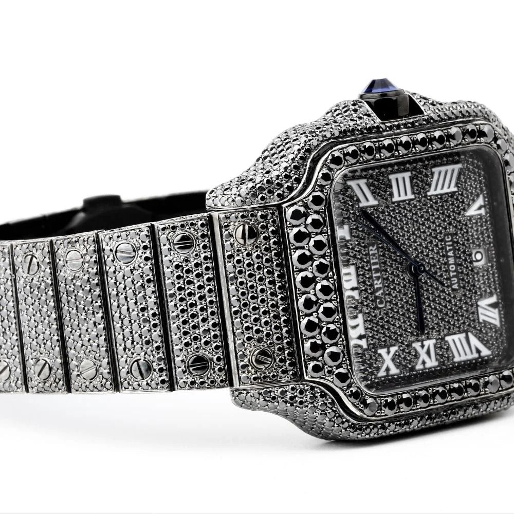 Iced Out Black Moissanite Wrist Watch For Him