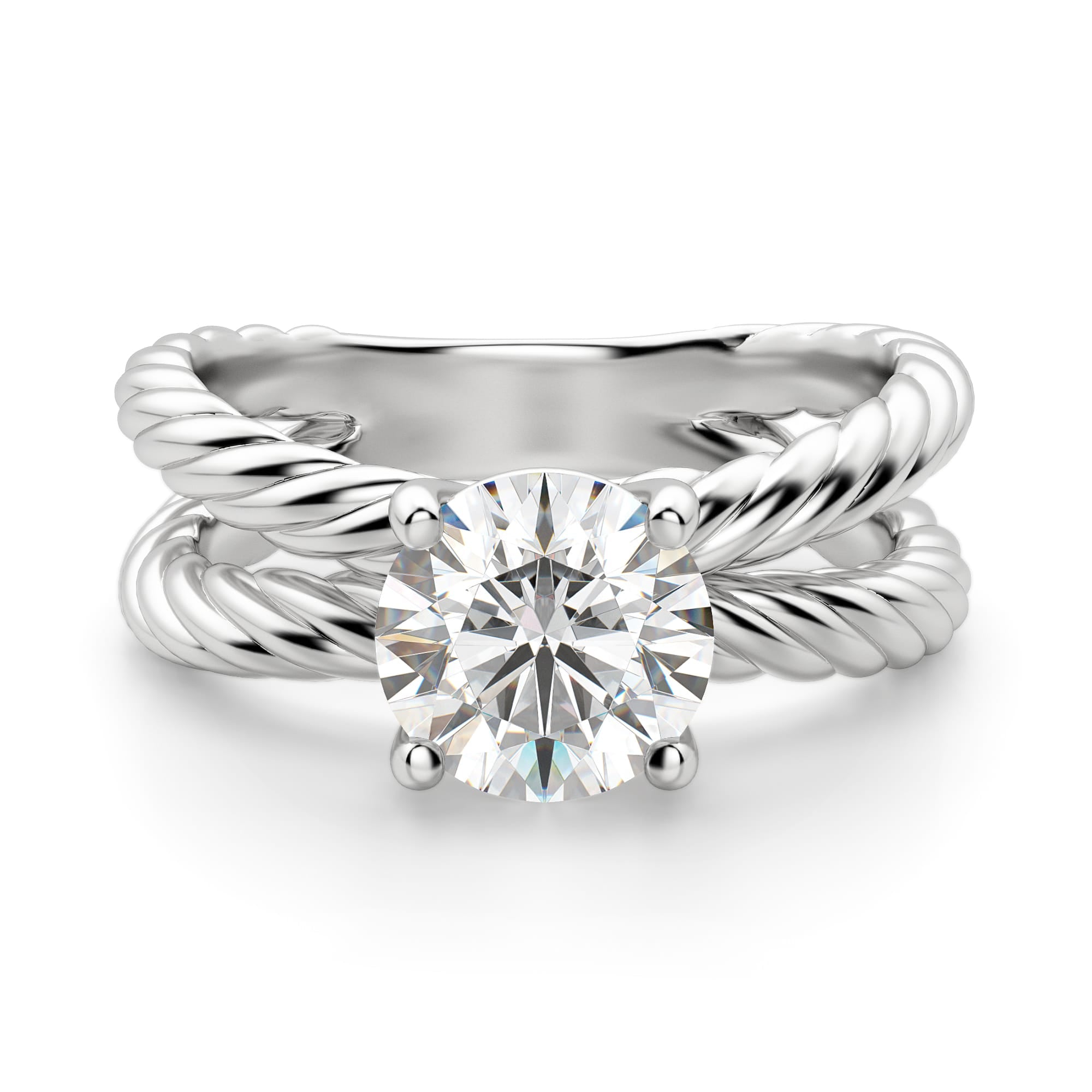 Split Band Round Cut Solitaire Engagement Ring