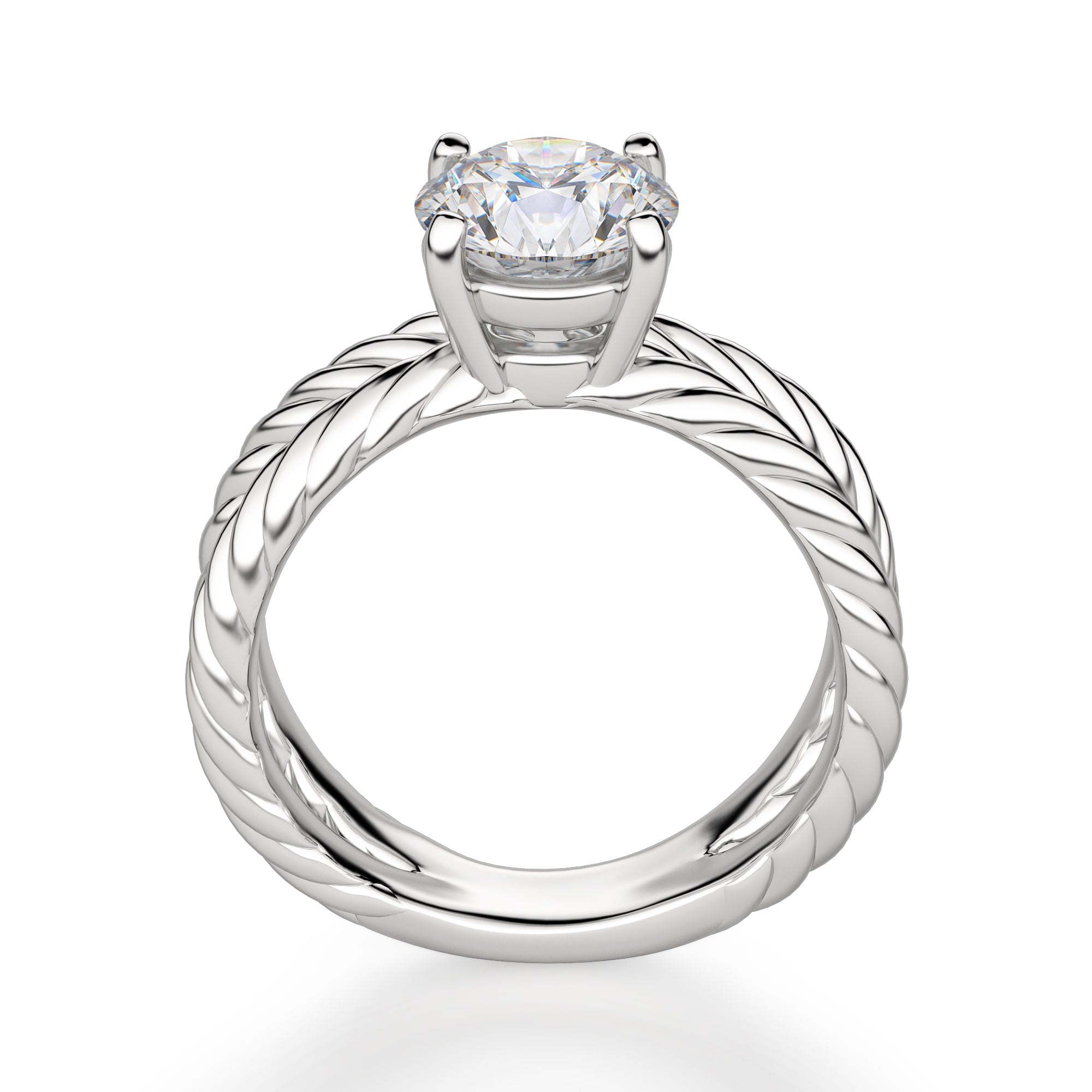 Split Band Round Cut Solitaire Engagement Ring