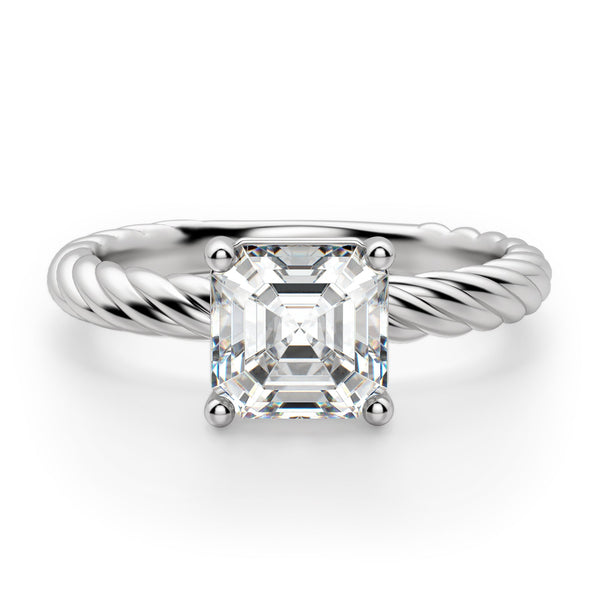 Fiji Set Asscher Cut Moissanite Solitaire Engagement Ring
