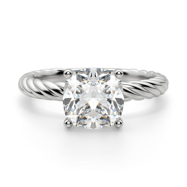 Fiji Set Cushion Cut Solitaire Moissanite Engagement Ring