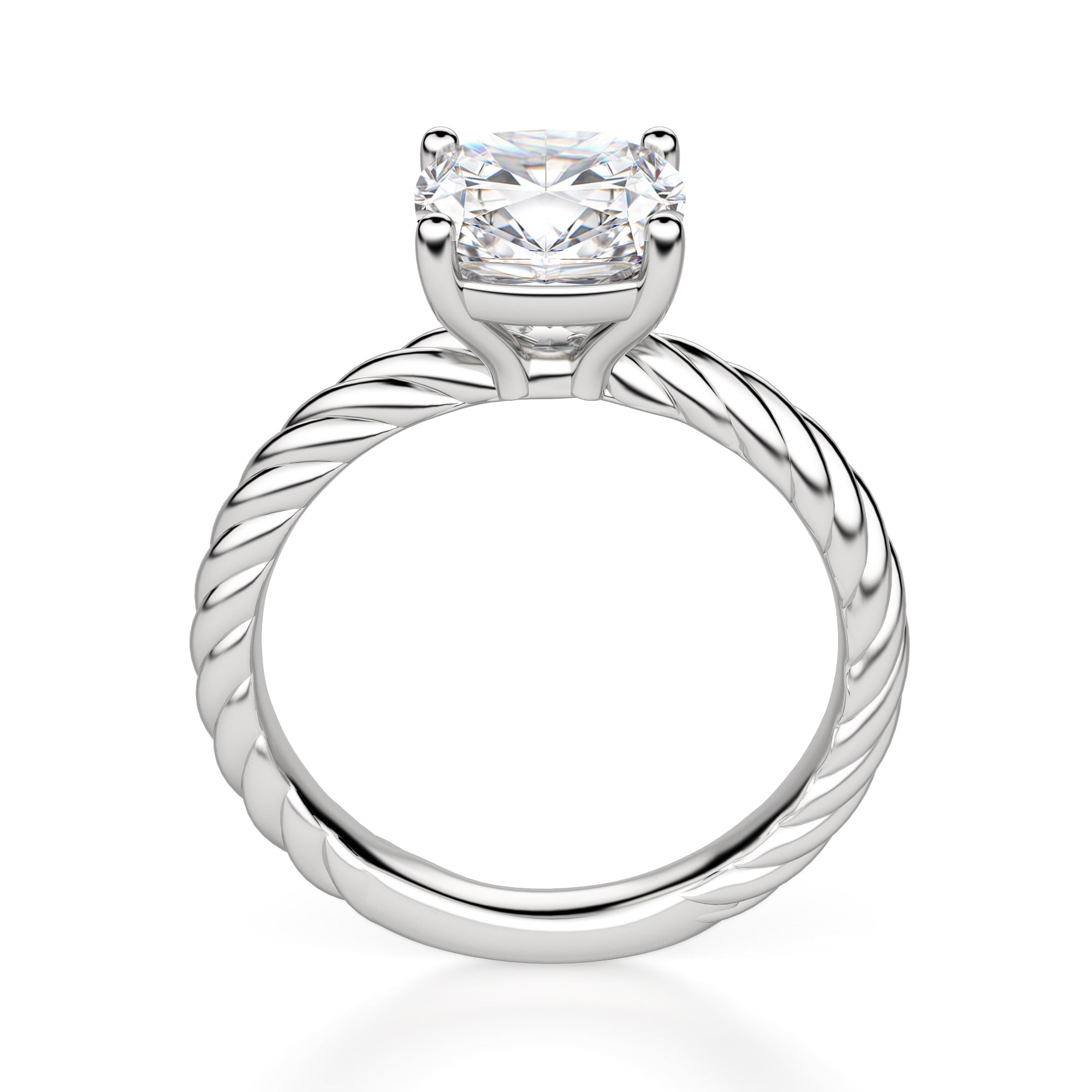 Cushion Cut Fiji Set Solitaire Engagement Ring