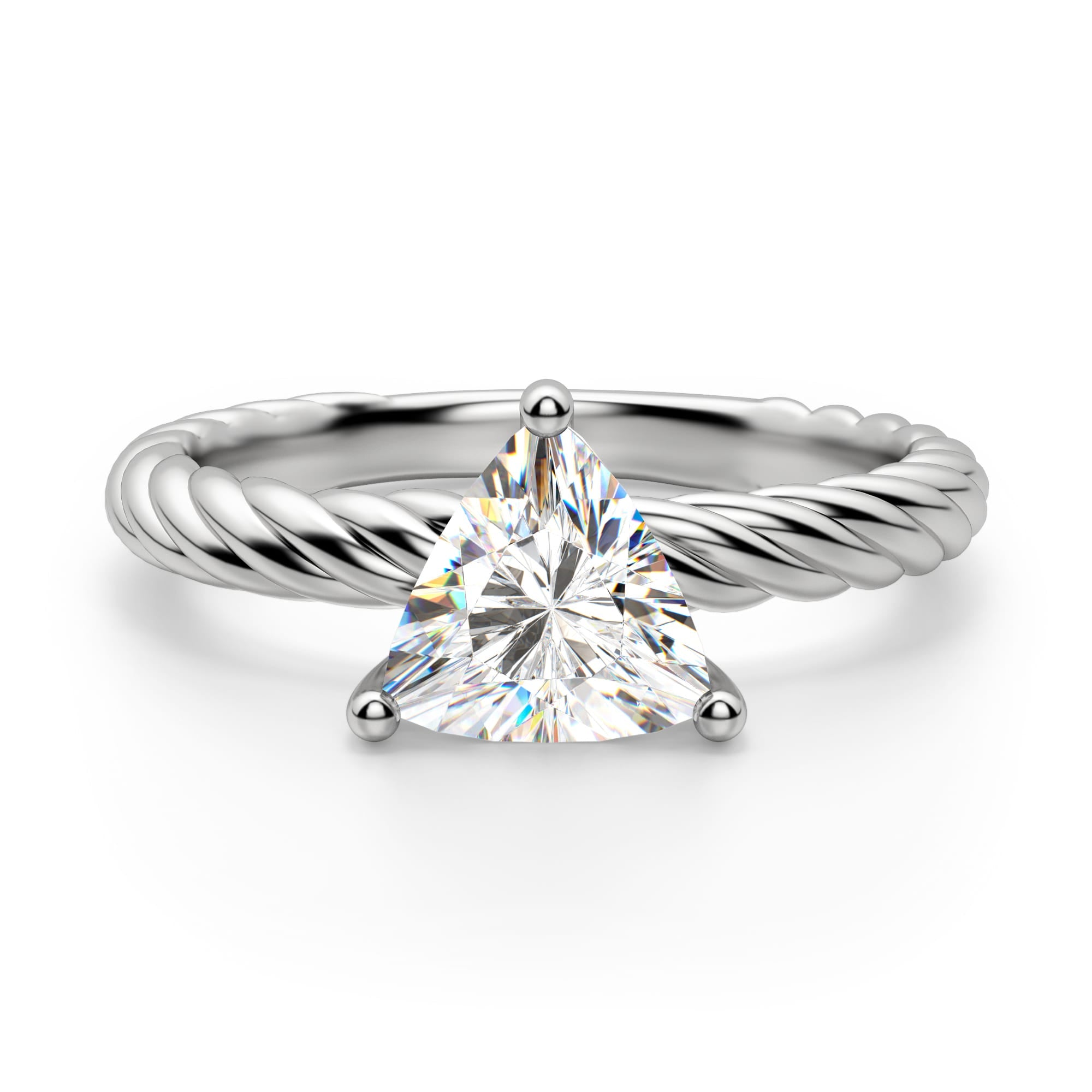 Fiji Set Trillion Cut Moissanite Solitaire Engagement Ring