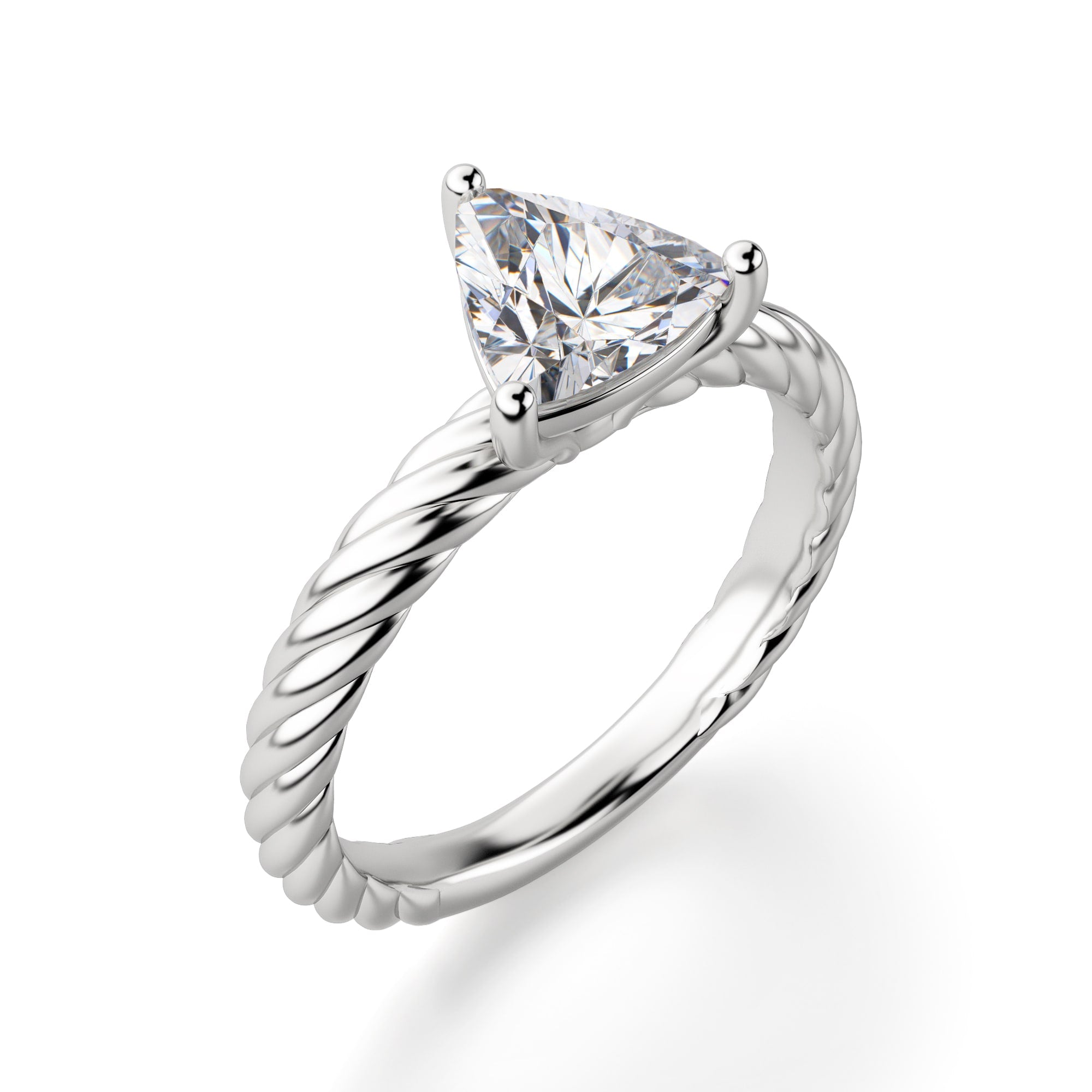 Fiji Set Trillion Cut Moissanite Solitaire Engagement Ring