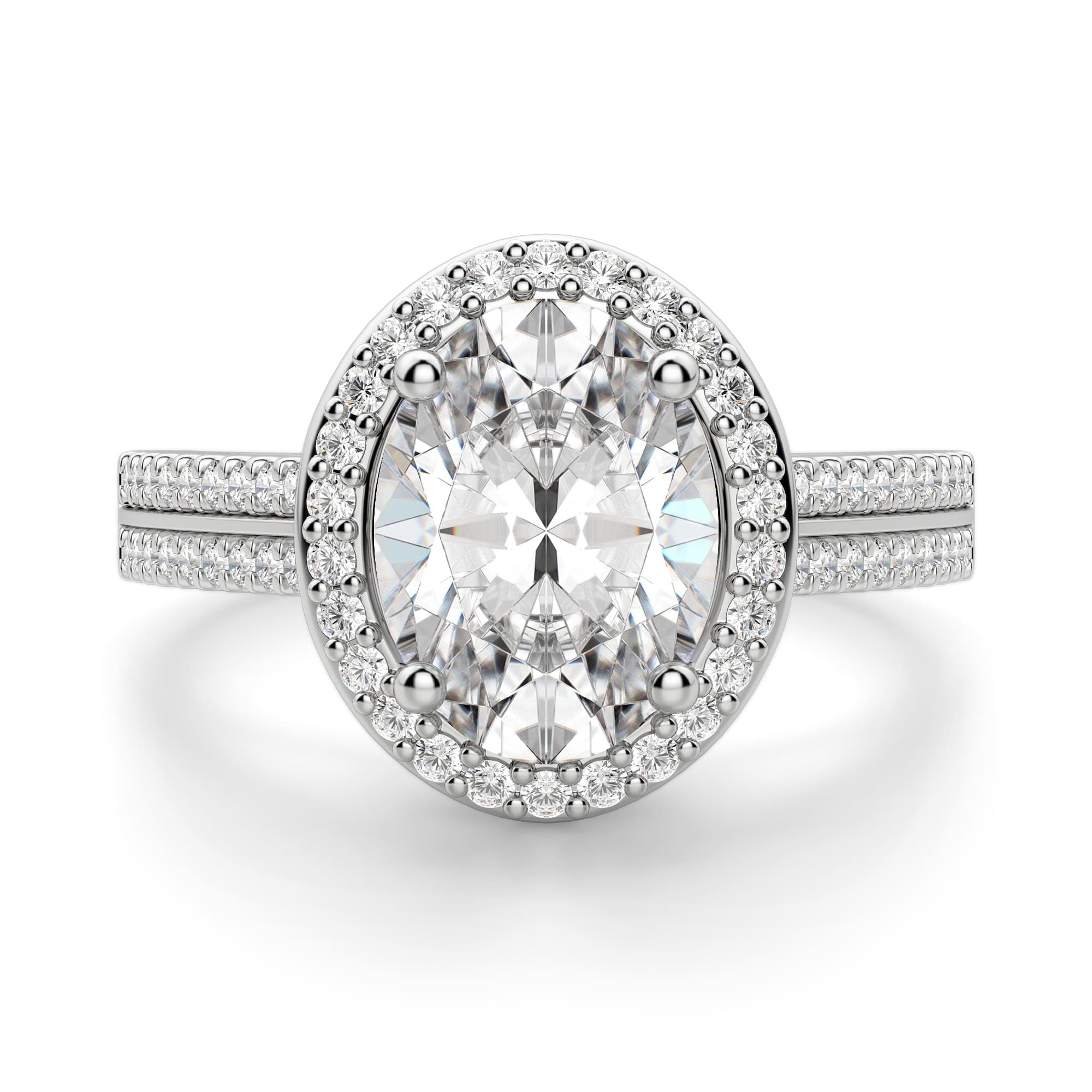 Oval Cut Halo Moissanite Engagement Ring