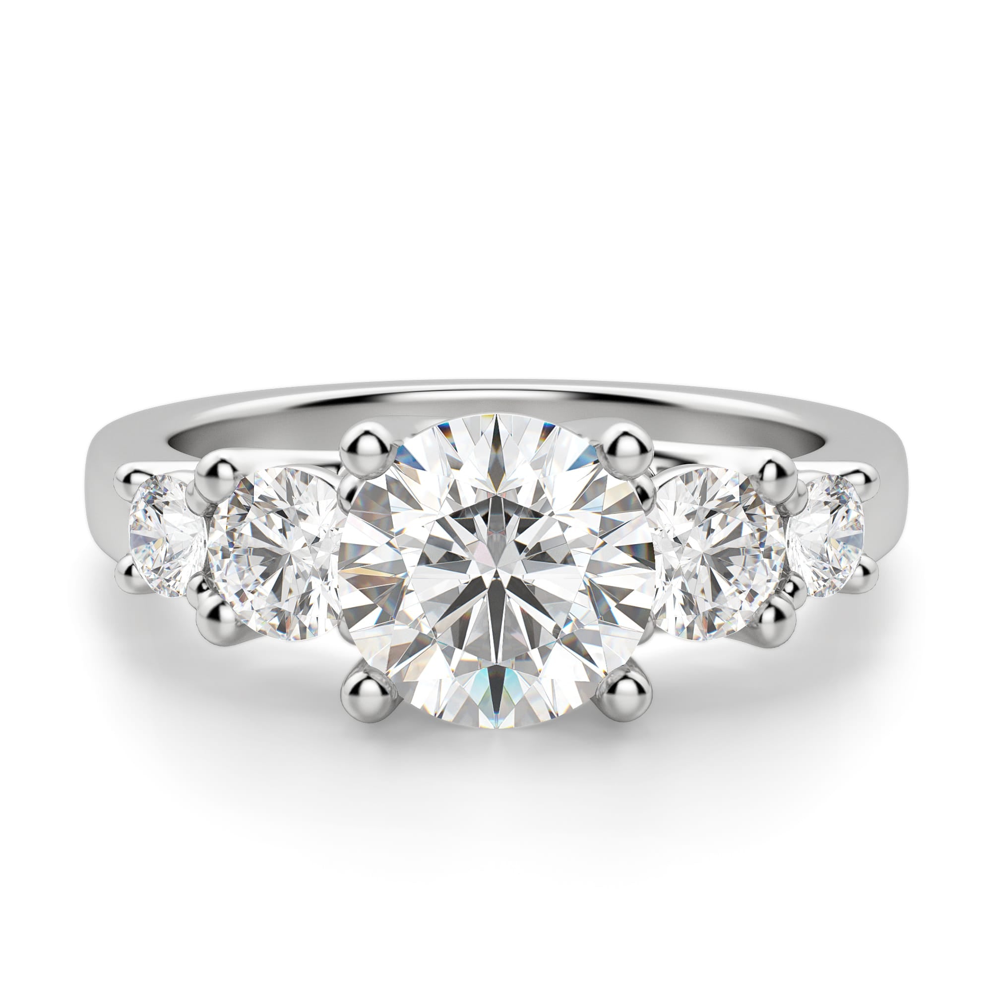 Round Cut Five Stone Lab Grown Diamond  Engagement Ring