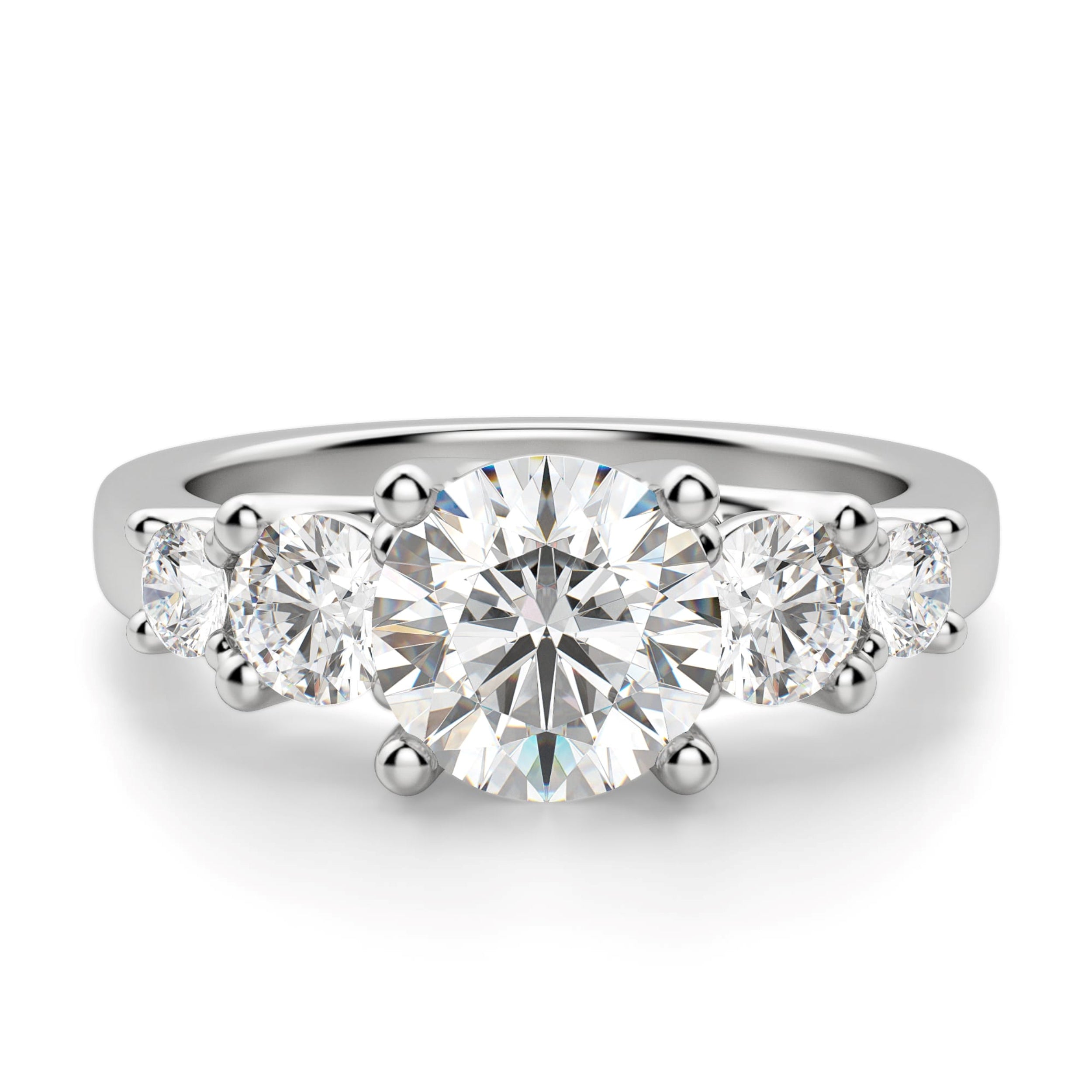 Trellis Set Round Cut Five Stone Engagement Ring