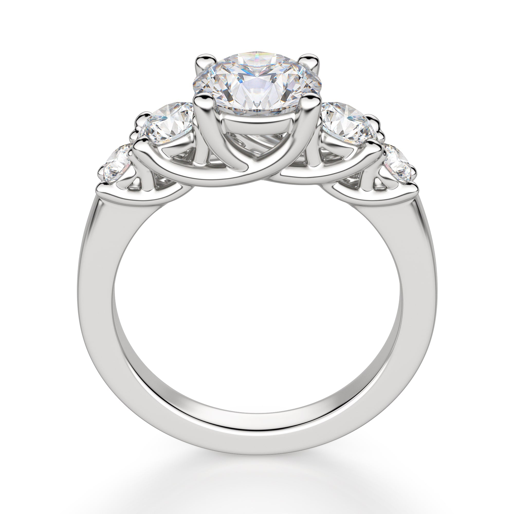 Round Cut Five Stone Lab Grown Diamond  Engagement Ring